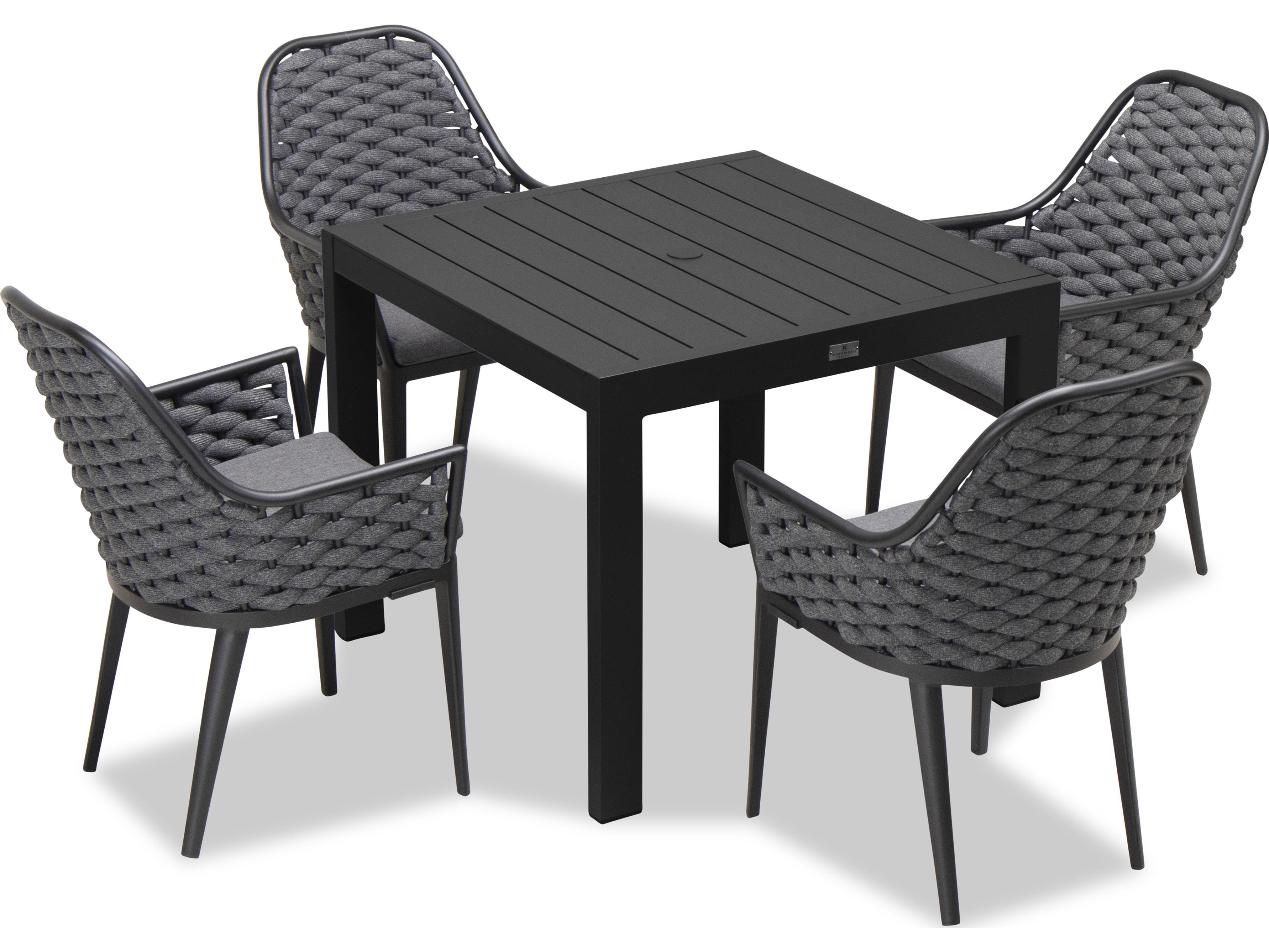 Harmonia Living Parlor Aluminum Rope Classic 4 Piece Patio Dining Set