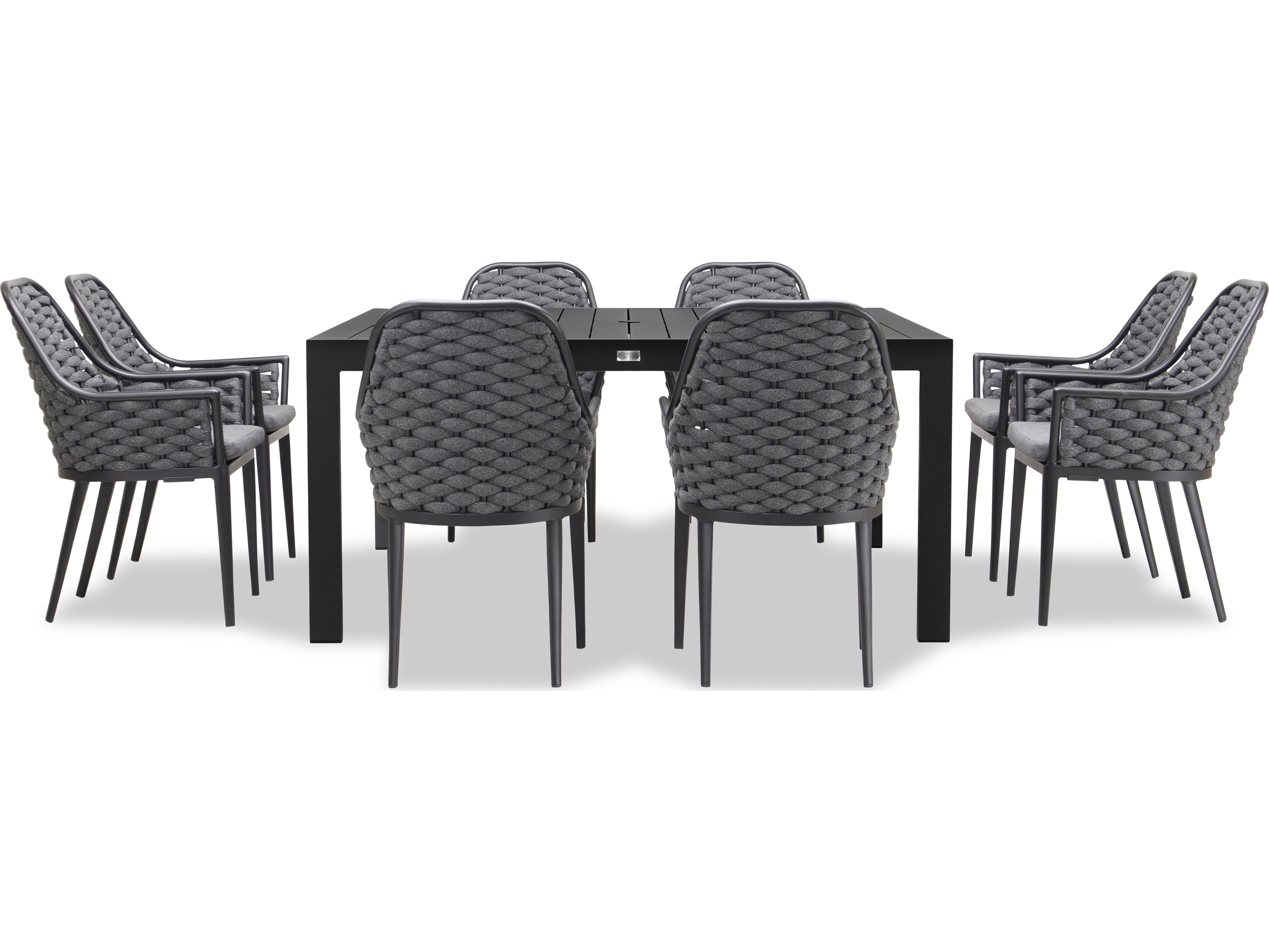 Harmonia Living Parlor Aluminum Rope 9 Piece Seat Outdoor Patio Dining Set