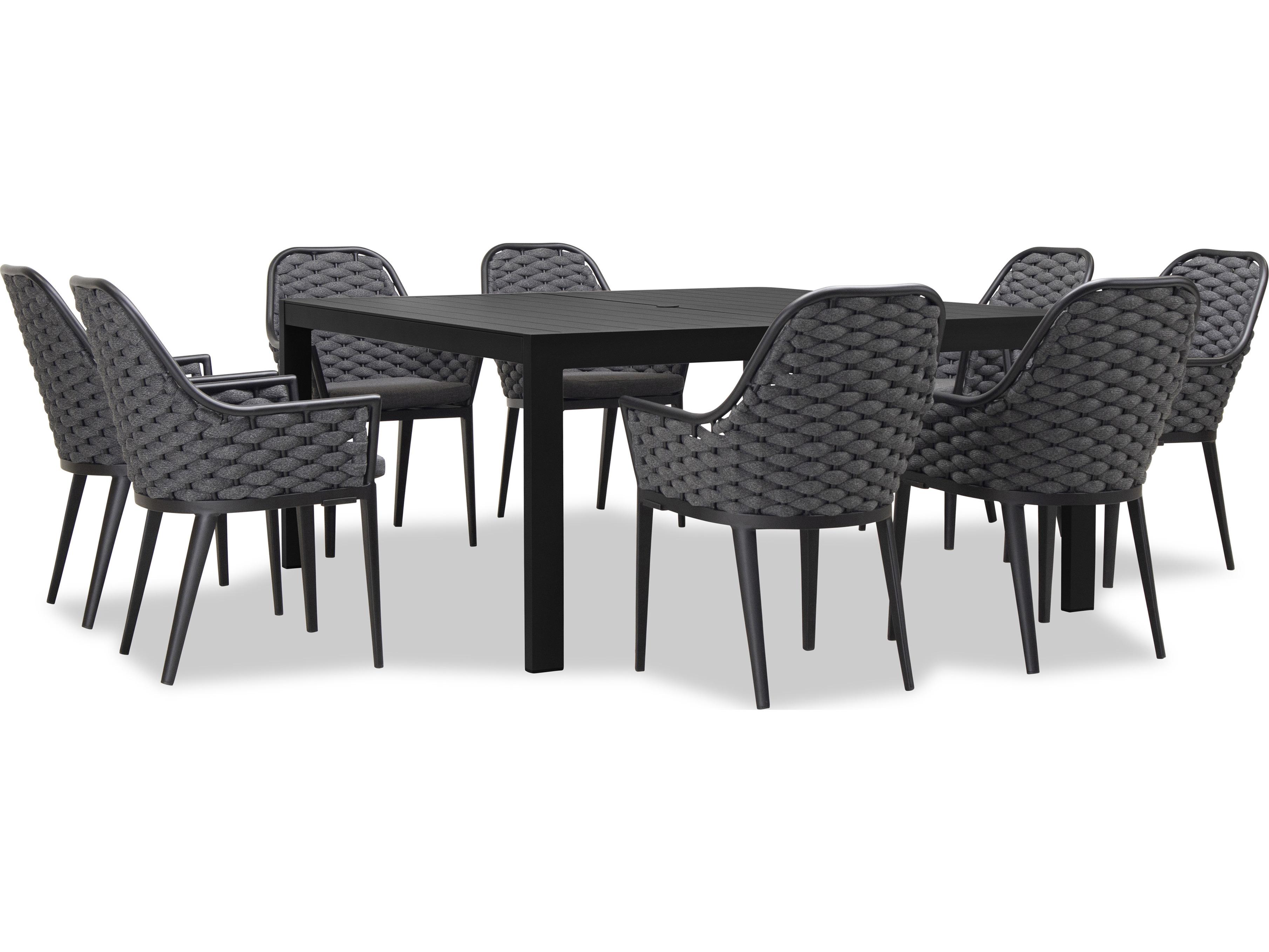 Harmonia Living Parlor Aluminum Rope 9 Piece Seat Outdoor Patio Dining Set