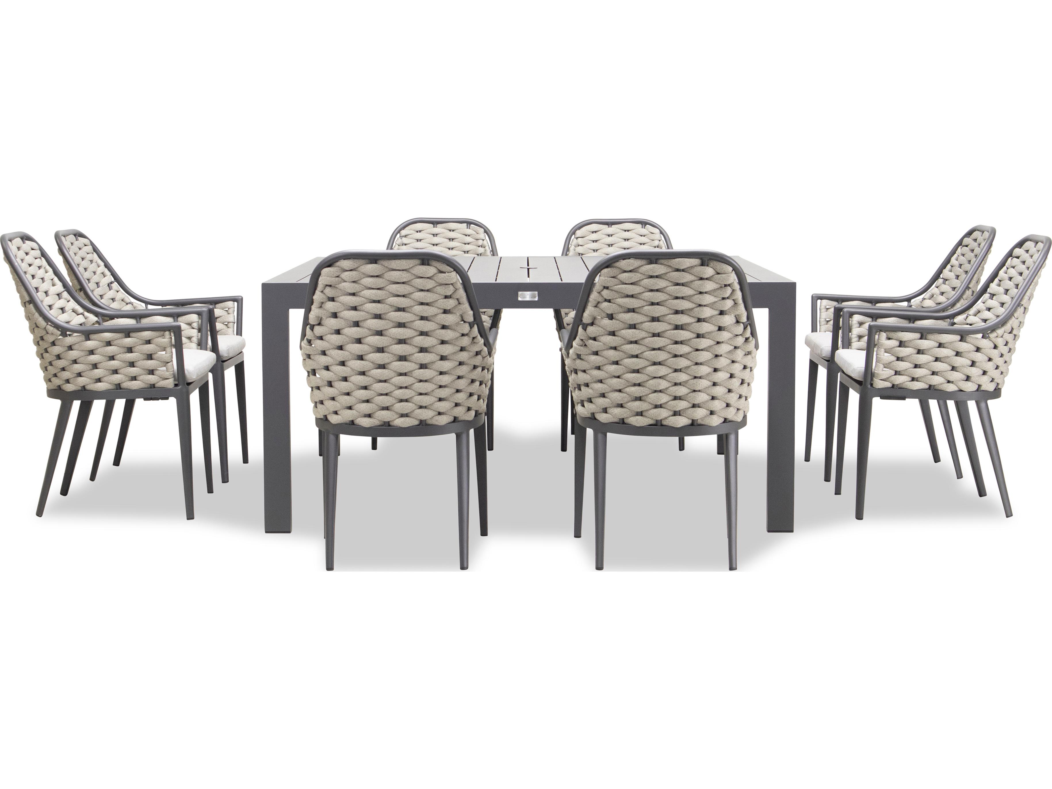 Harmonia Living Parlor Aluminum Rope 9 Piece Seat Outdoor Patio Dining Set