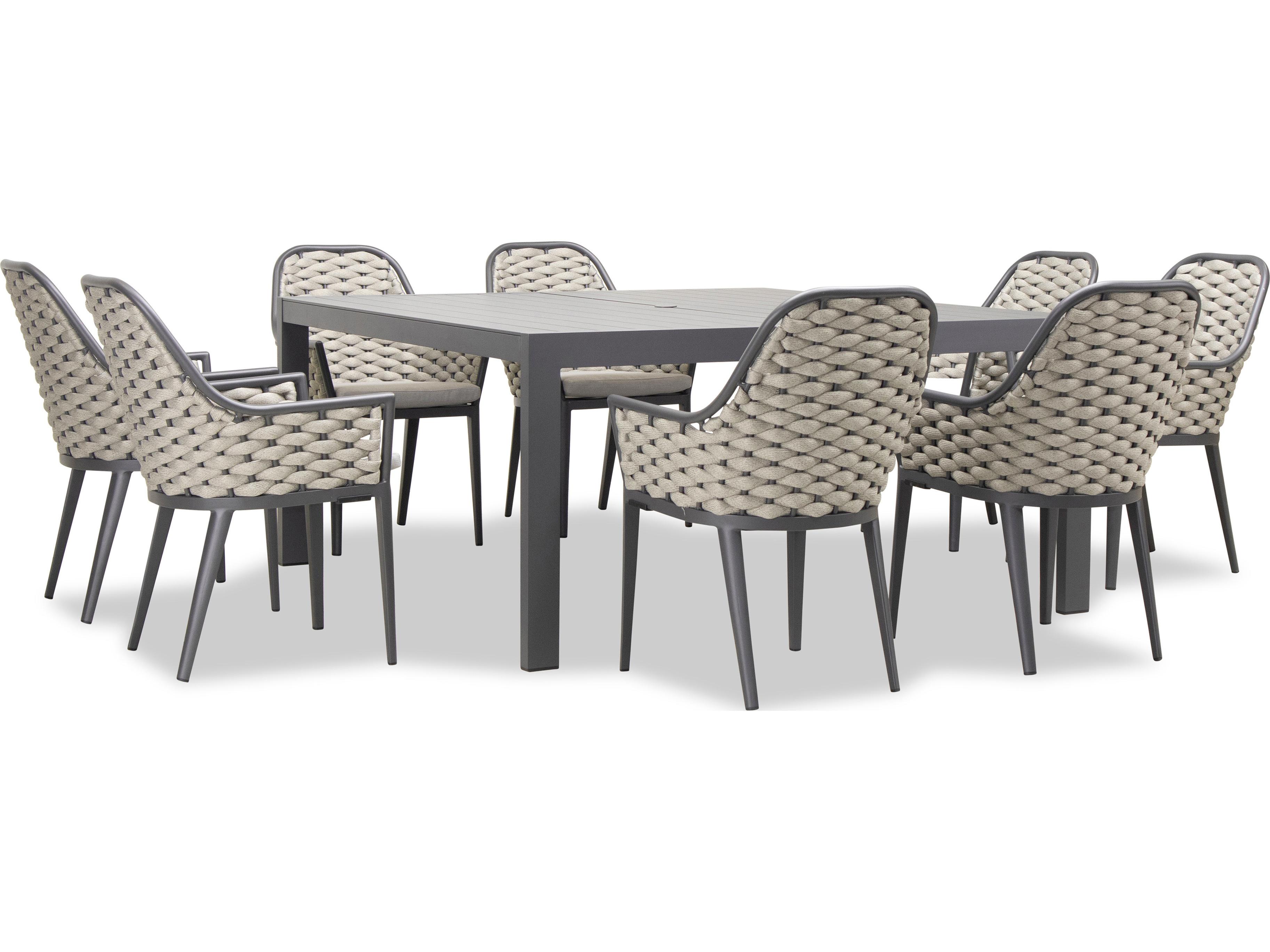 Harmonia Living Parlor Aluminum Rope 9 Piece Seat Outdoor Patio Dining Set