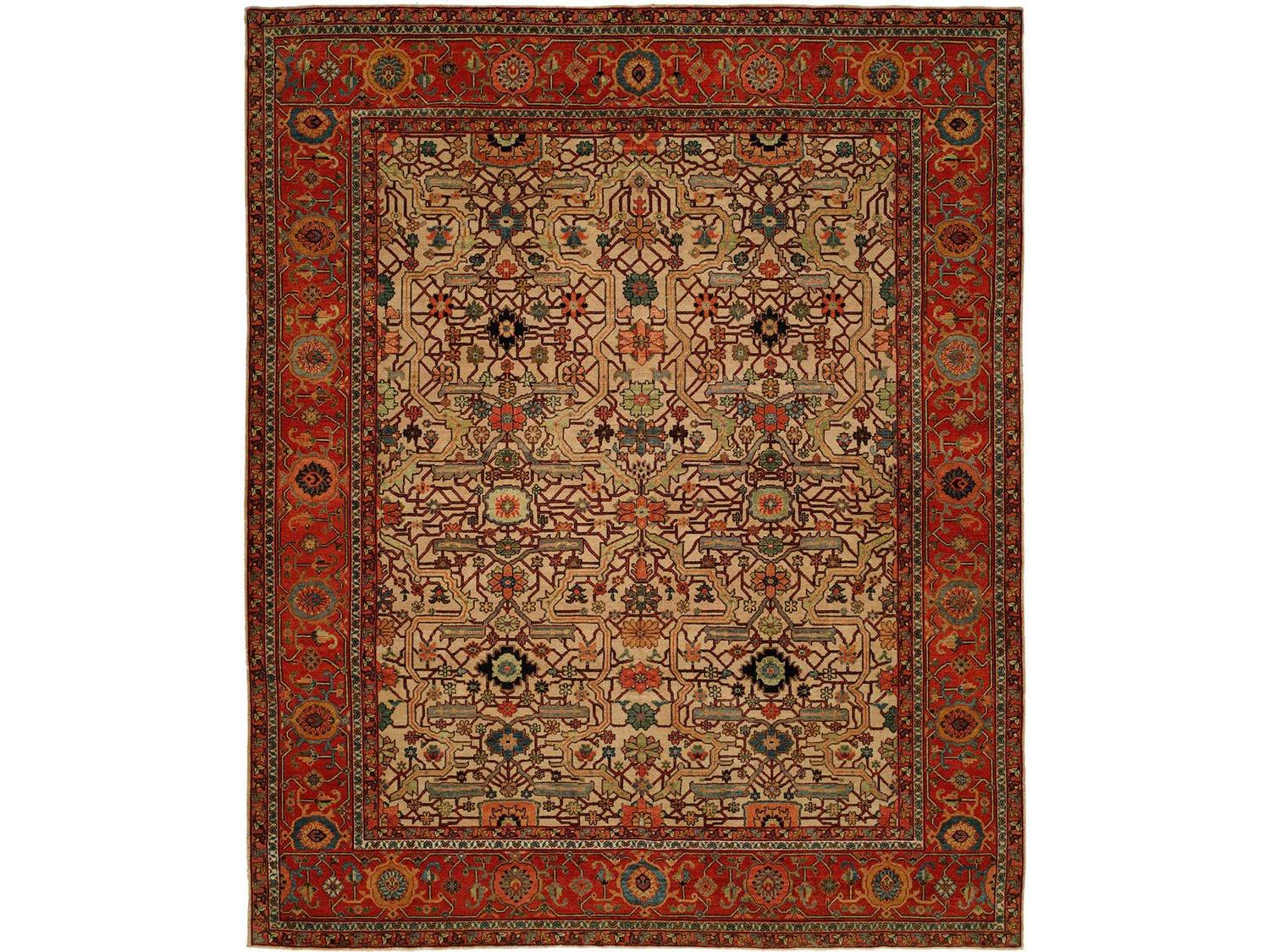 Harounian Rugs Antique Heriz Ivory - Red Area Rug