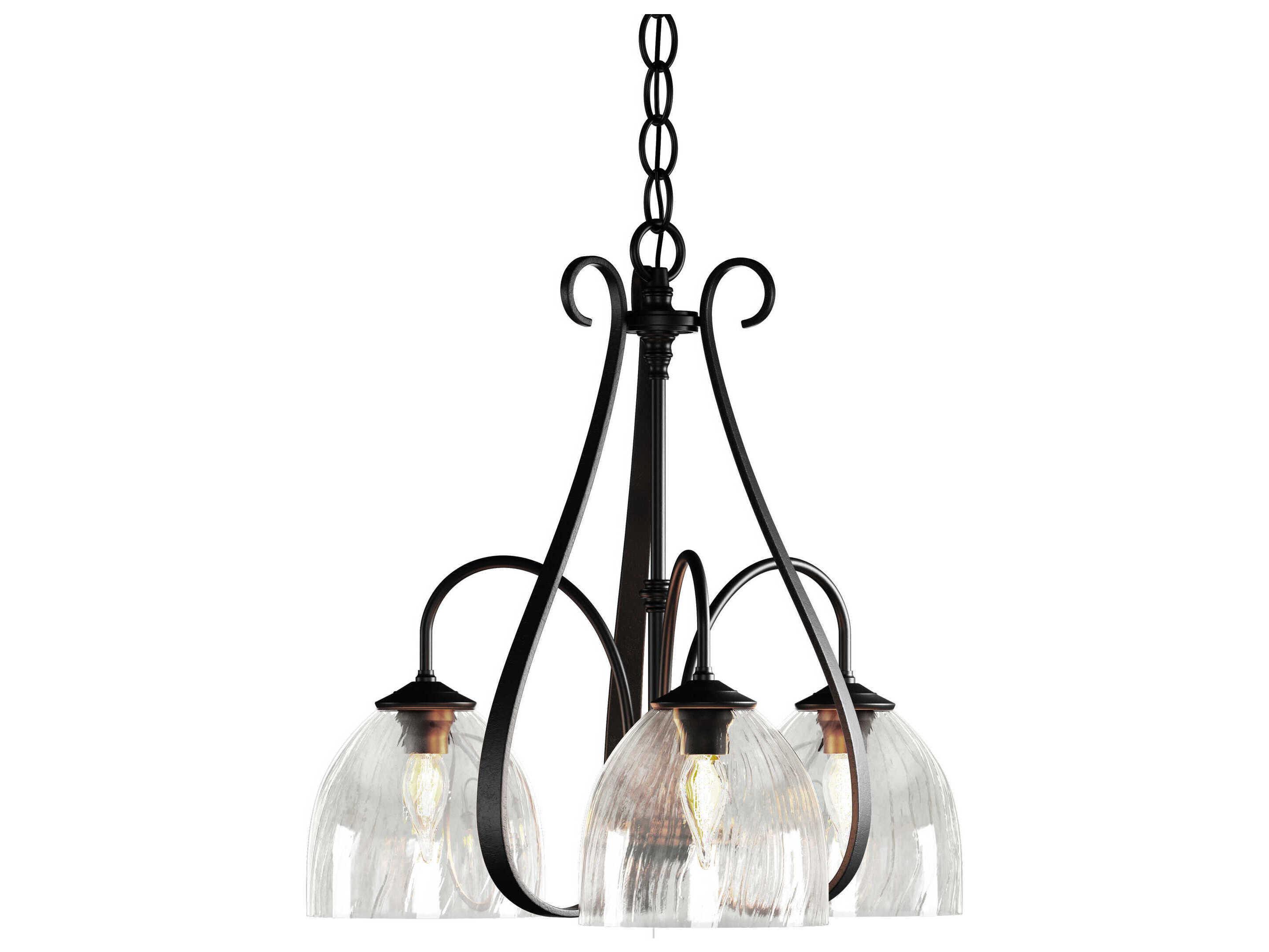 Hubbardton Forge Sweeping 3-Light Glass Bell Chandelier