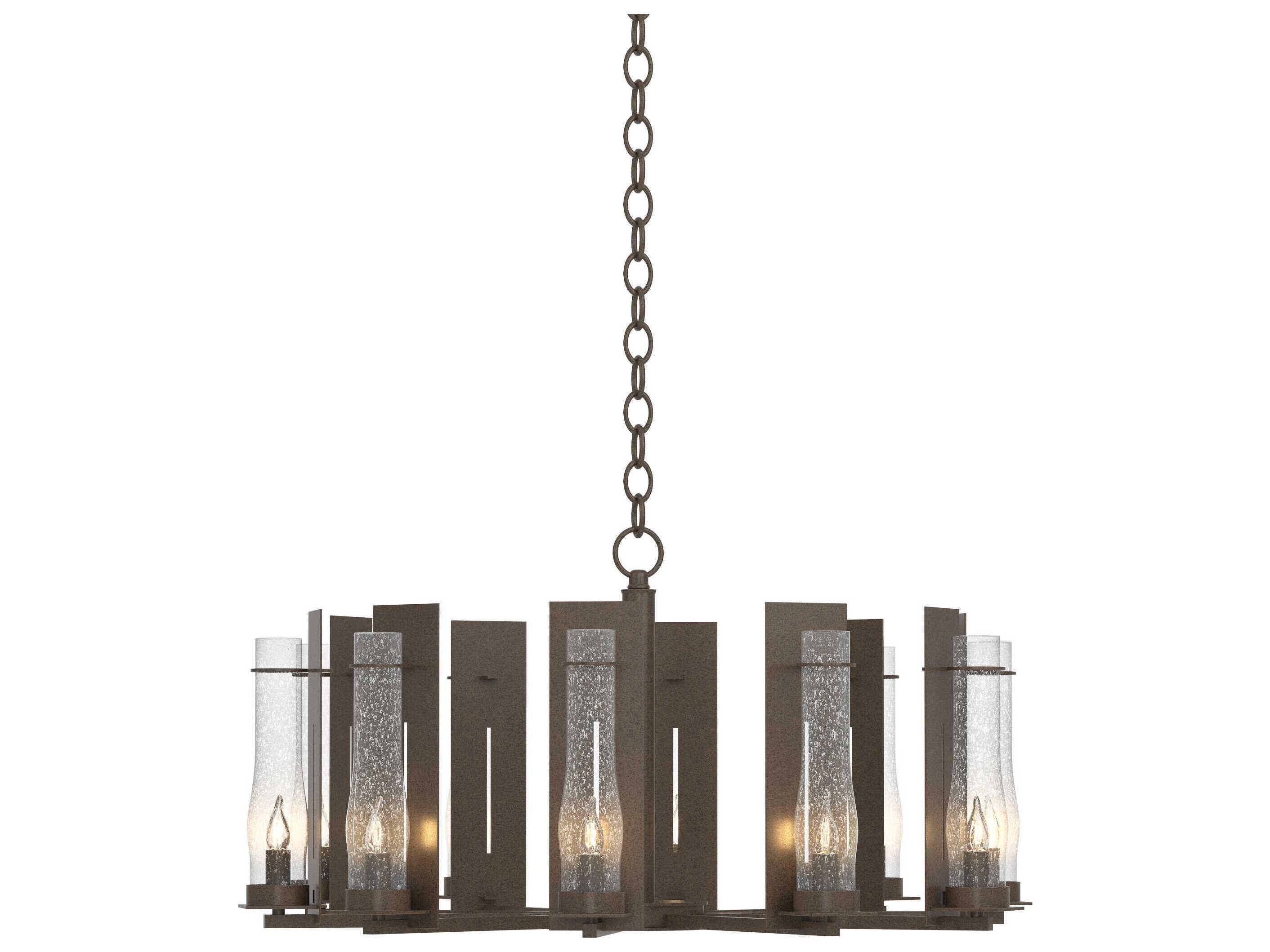Hubbardton Forge New Town 10-Light Glass Candelabra Chandelier