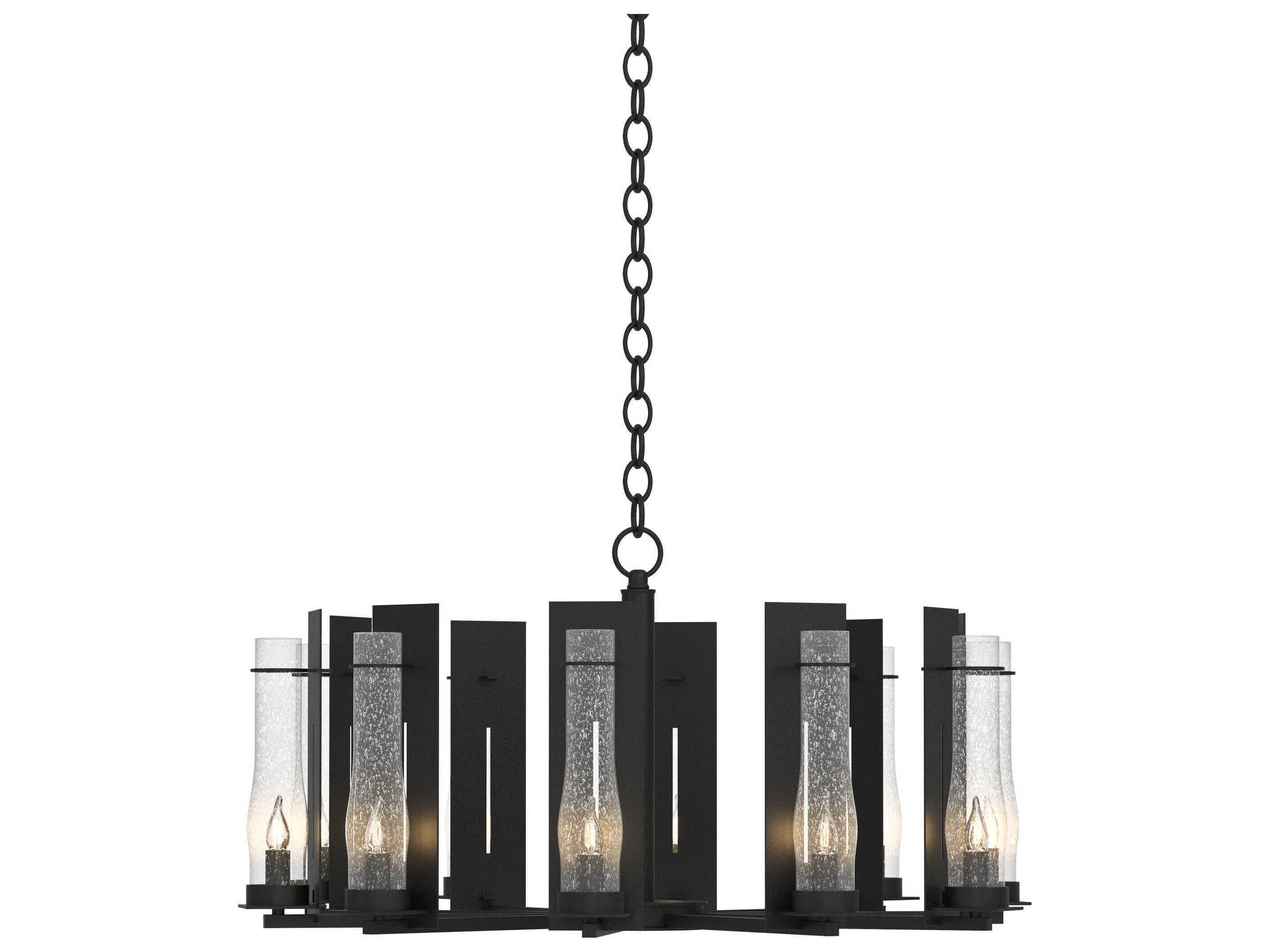 Hubbardton Forge New Town 10-Light Glass Candelabra Chandelier