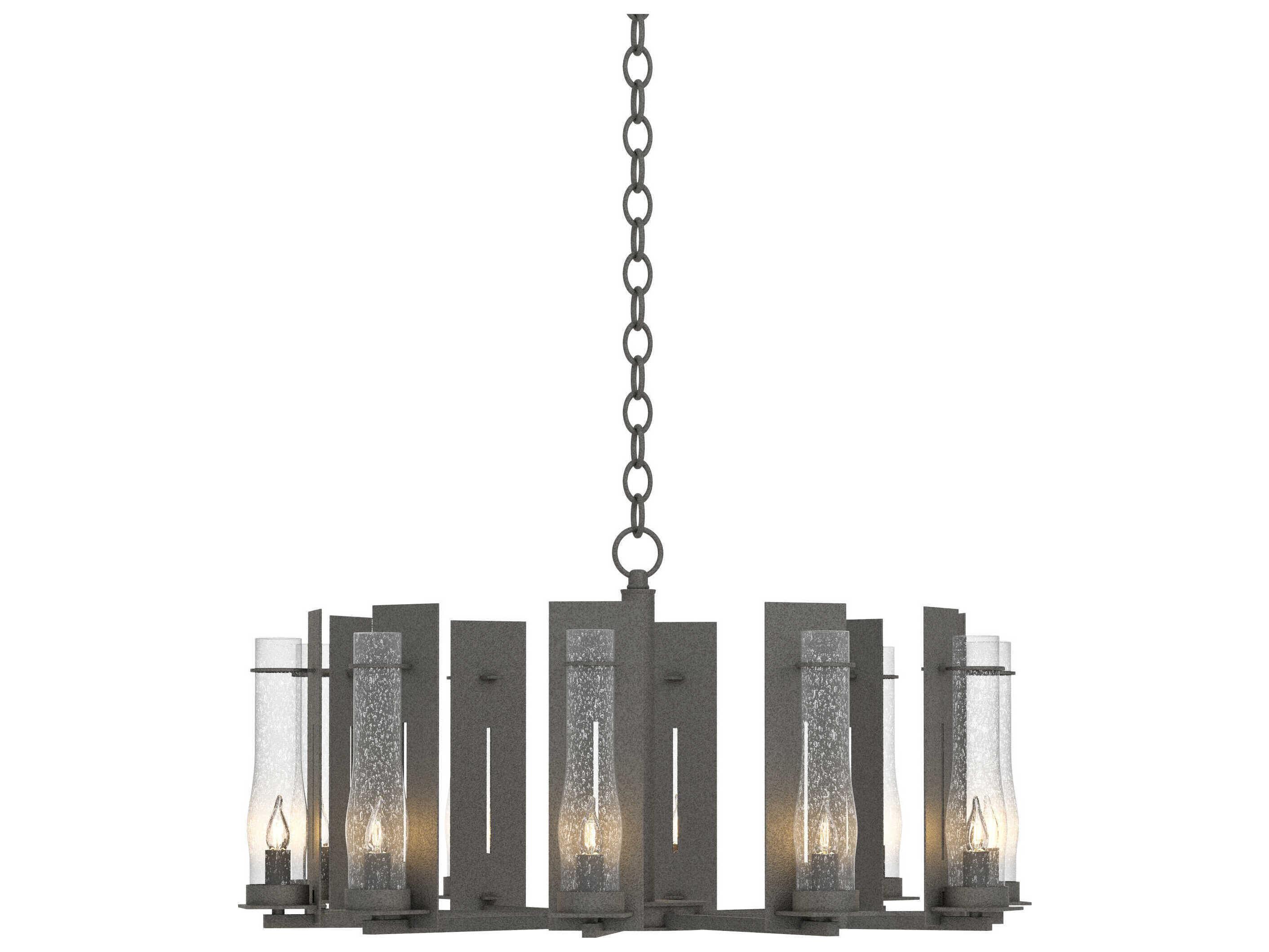 Hubbardton Forge New Town 10-Light Glass Candelabra Chandelier