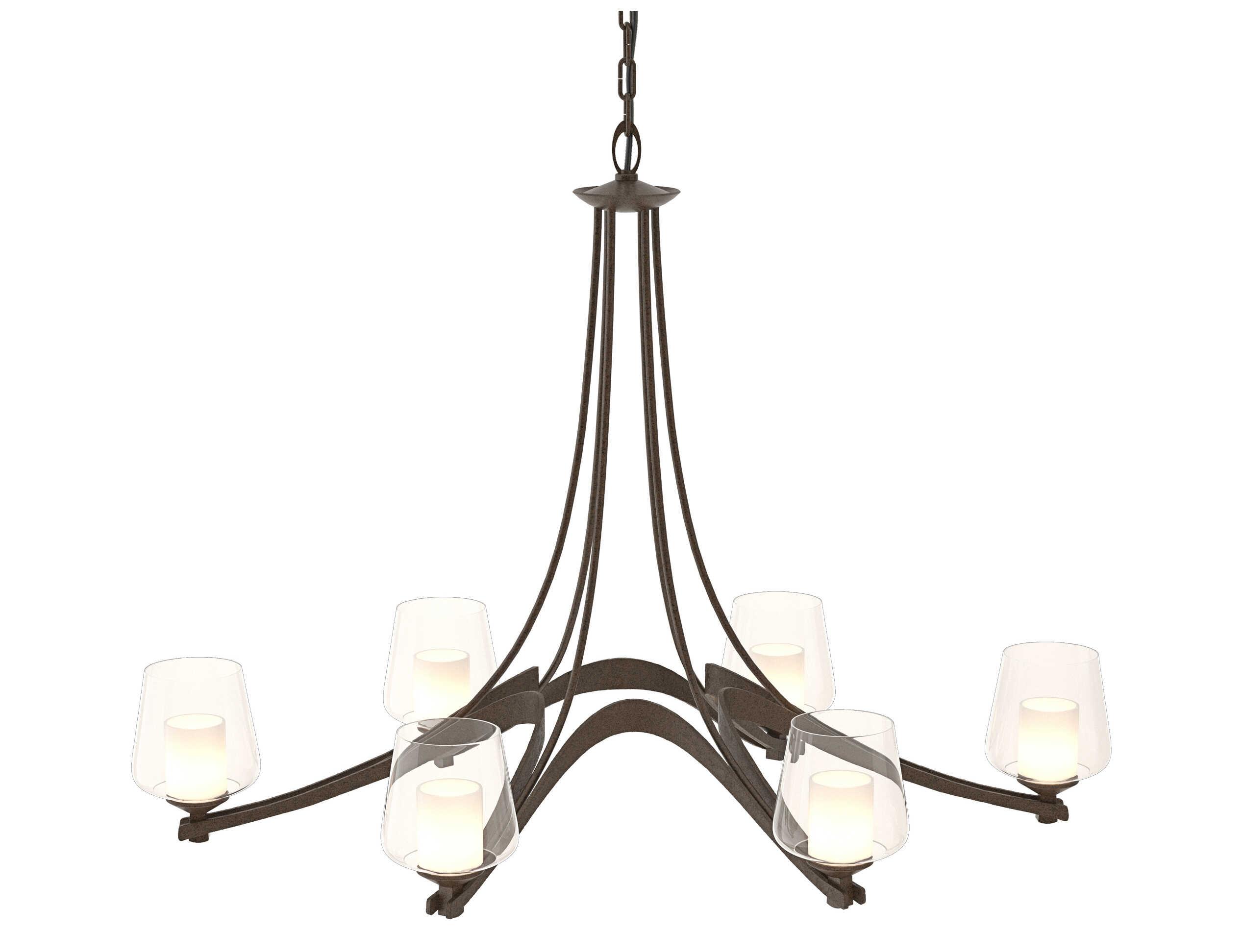 Hubbardton Forge Ribbon 6-Light Glass Chandelier