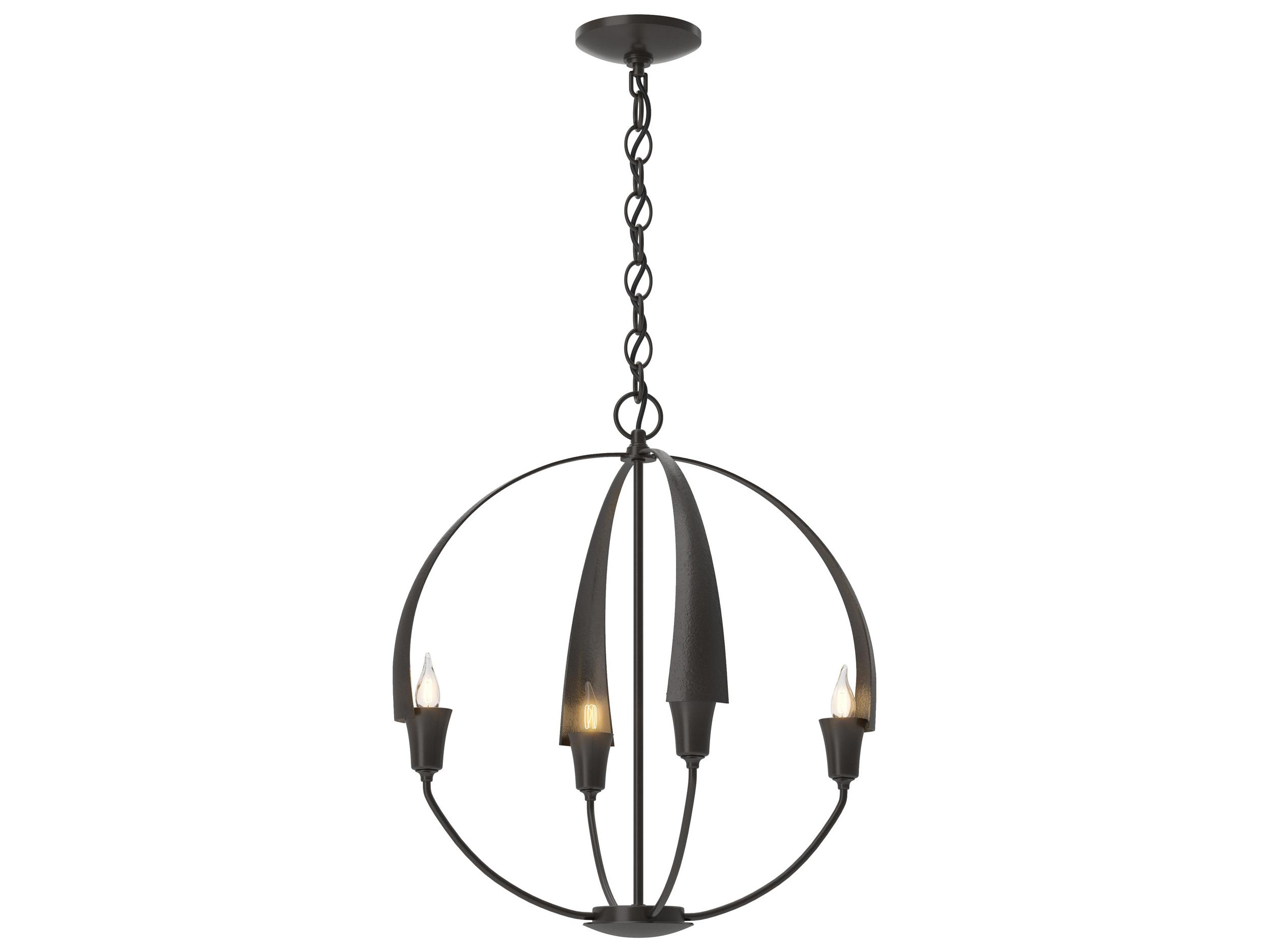 Hubbardton Forge Cirque 4-Light Dark Smoke Gray Candelabra Round Chandelier
