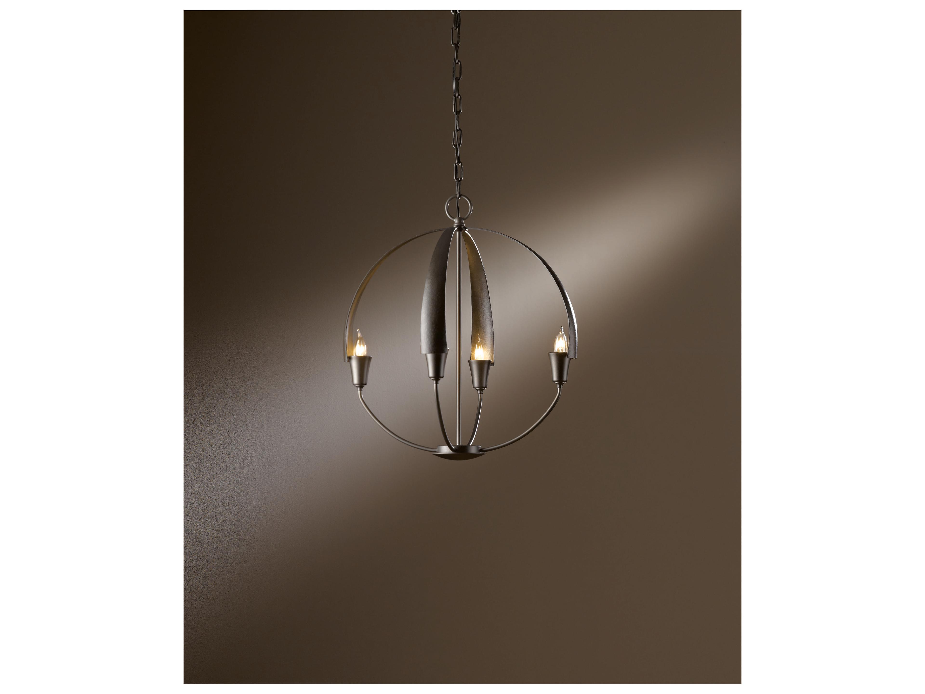 Hubbardton Forge Cirque 4-Light Dark Smoke Gray Candelabra Round Chandelier