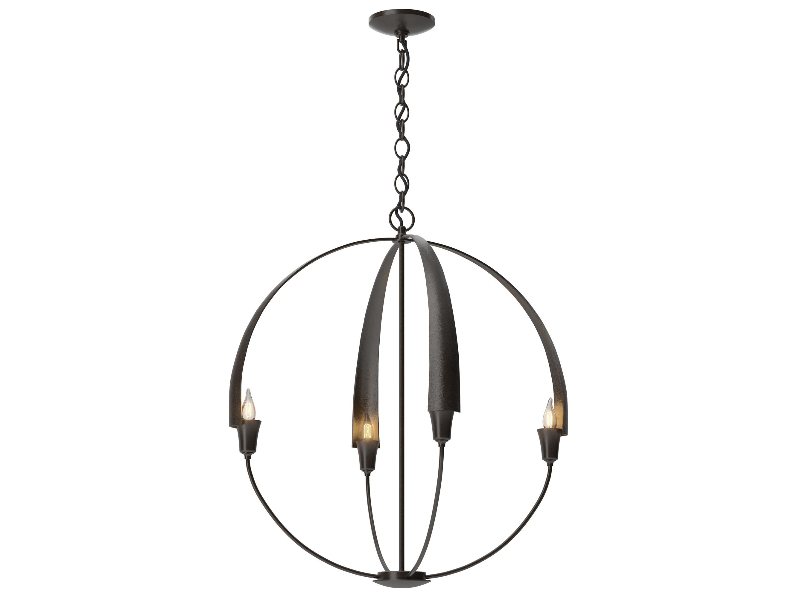 Hubbardton Forge Cirque 4-Light Dark Smoke Bronze Candelabra Round Chandelier