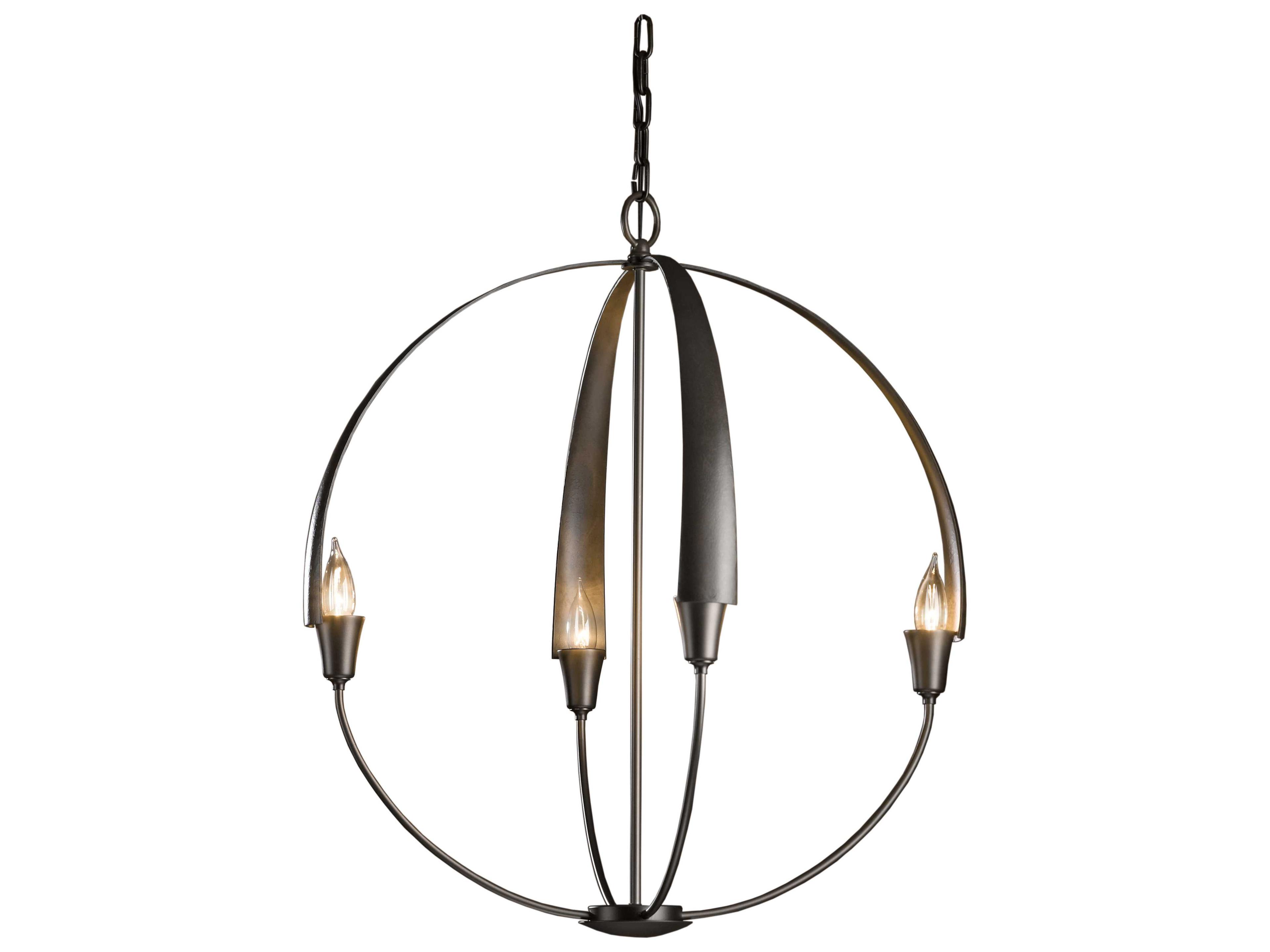 Hubbardton Forge Cirque 4-Light Dark Smoke Bronze Candelabra Round Chandelier