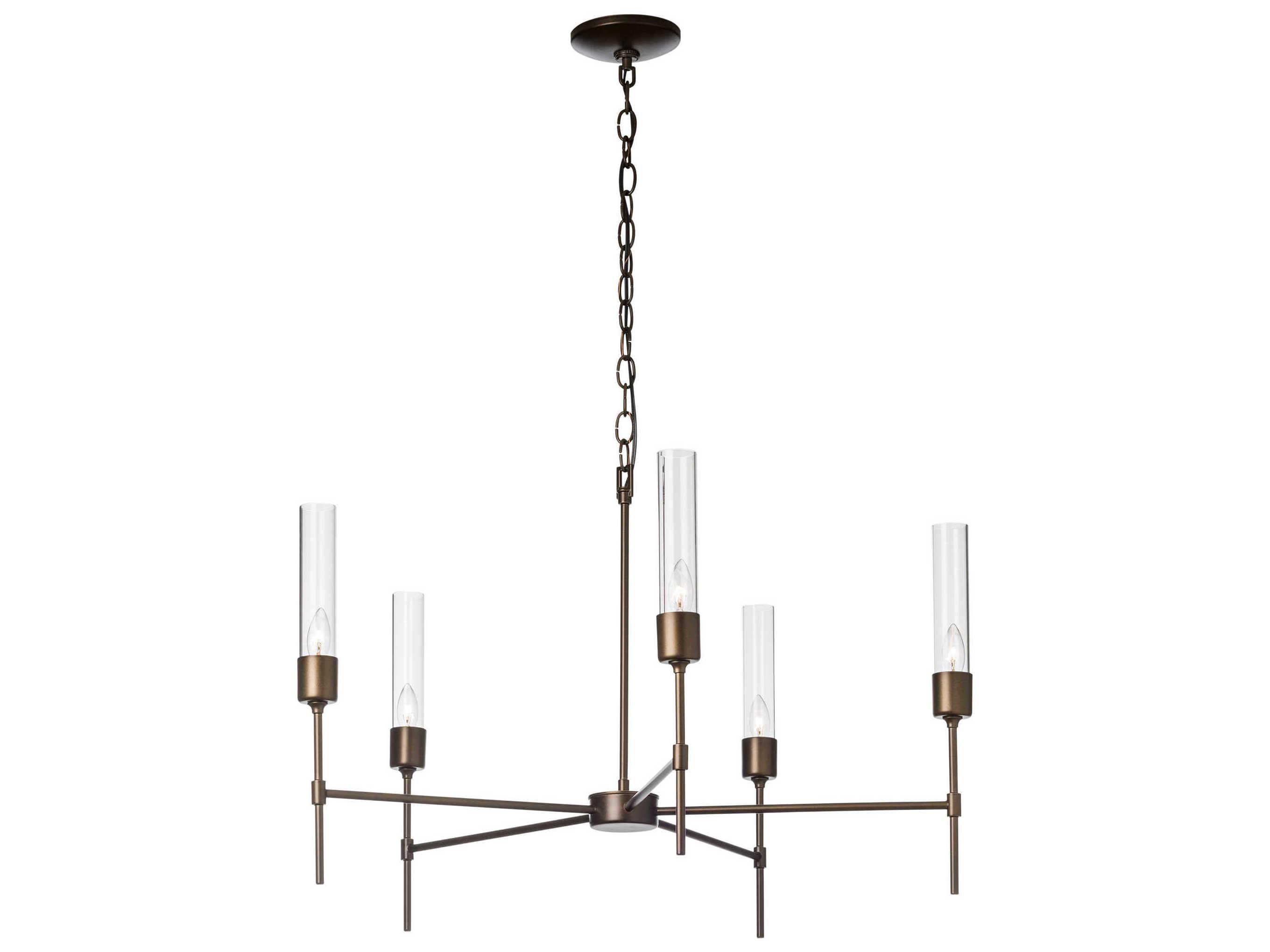 Hubbardton Forge Vela 5-Light Glass Candelabra Cylinder Chandelier