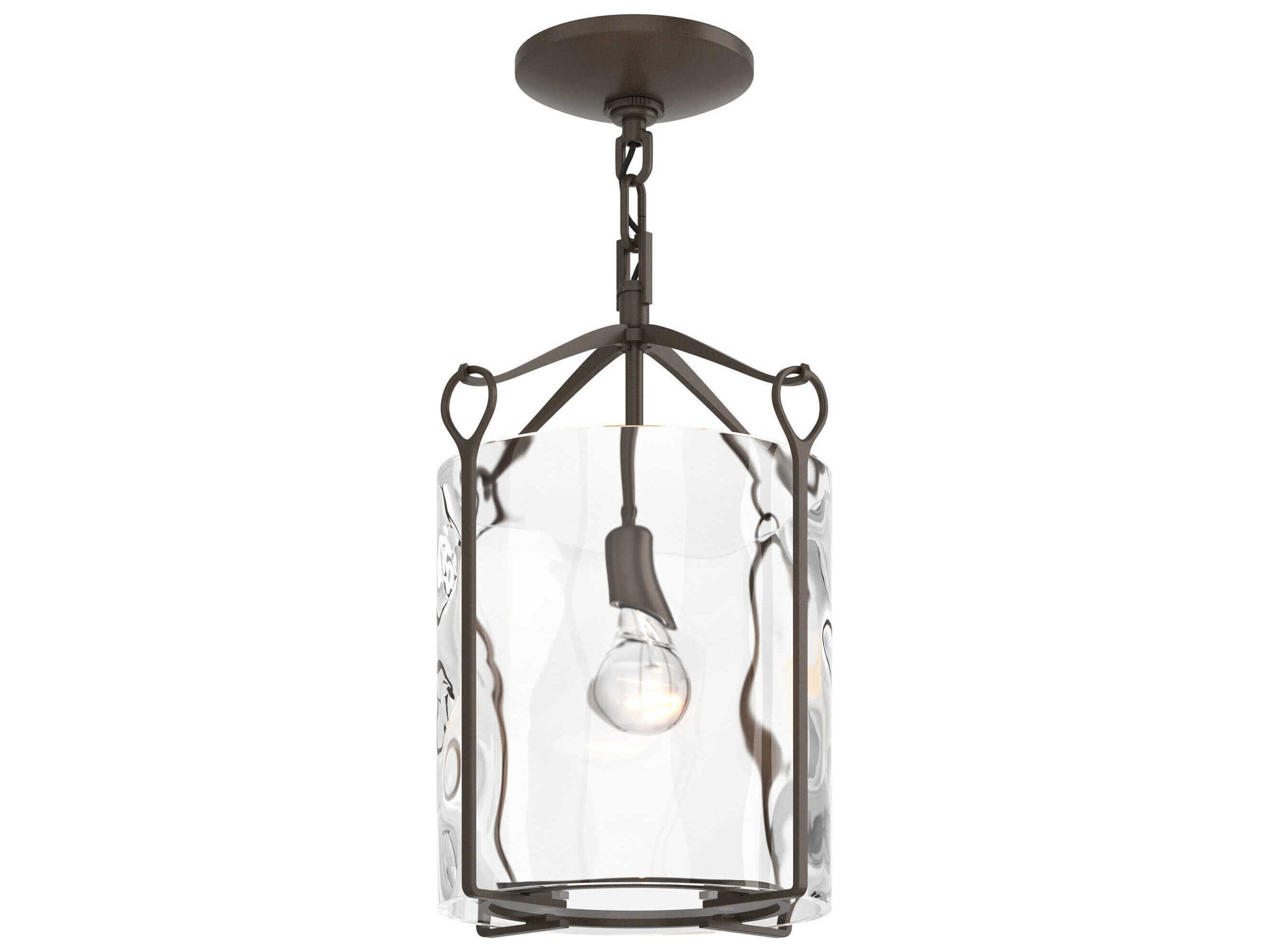 Hubbardton Forge Bow 1-Light Glass Drum Semi Flush Mount