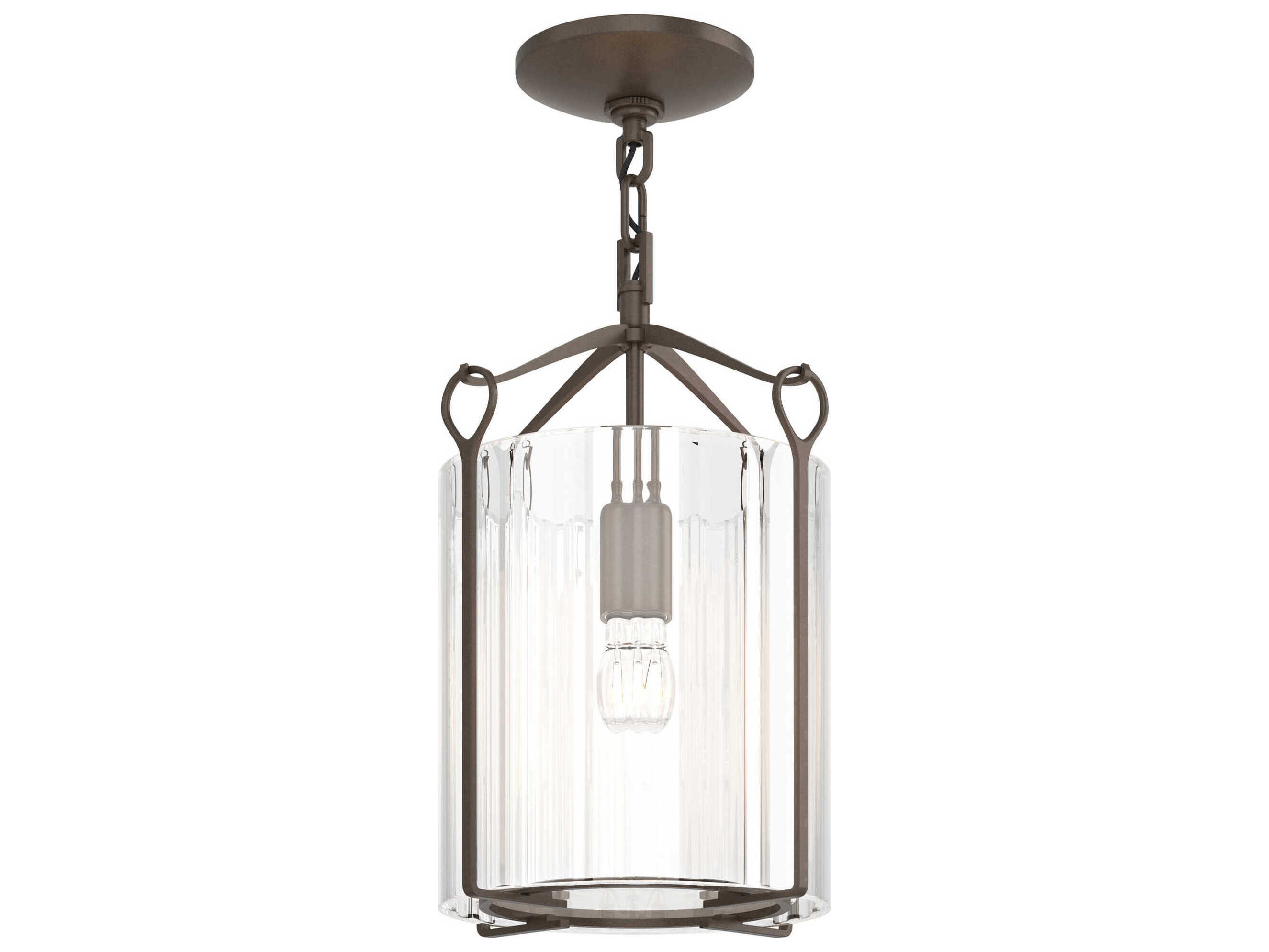 Hubbardton Forge Bow 1-Light Glass Drum Semi Flush Mount