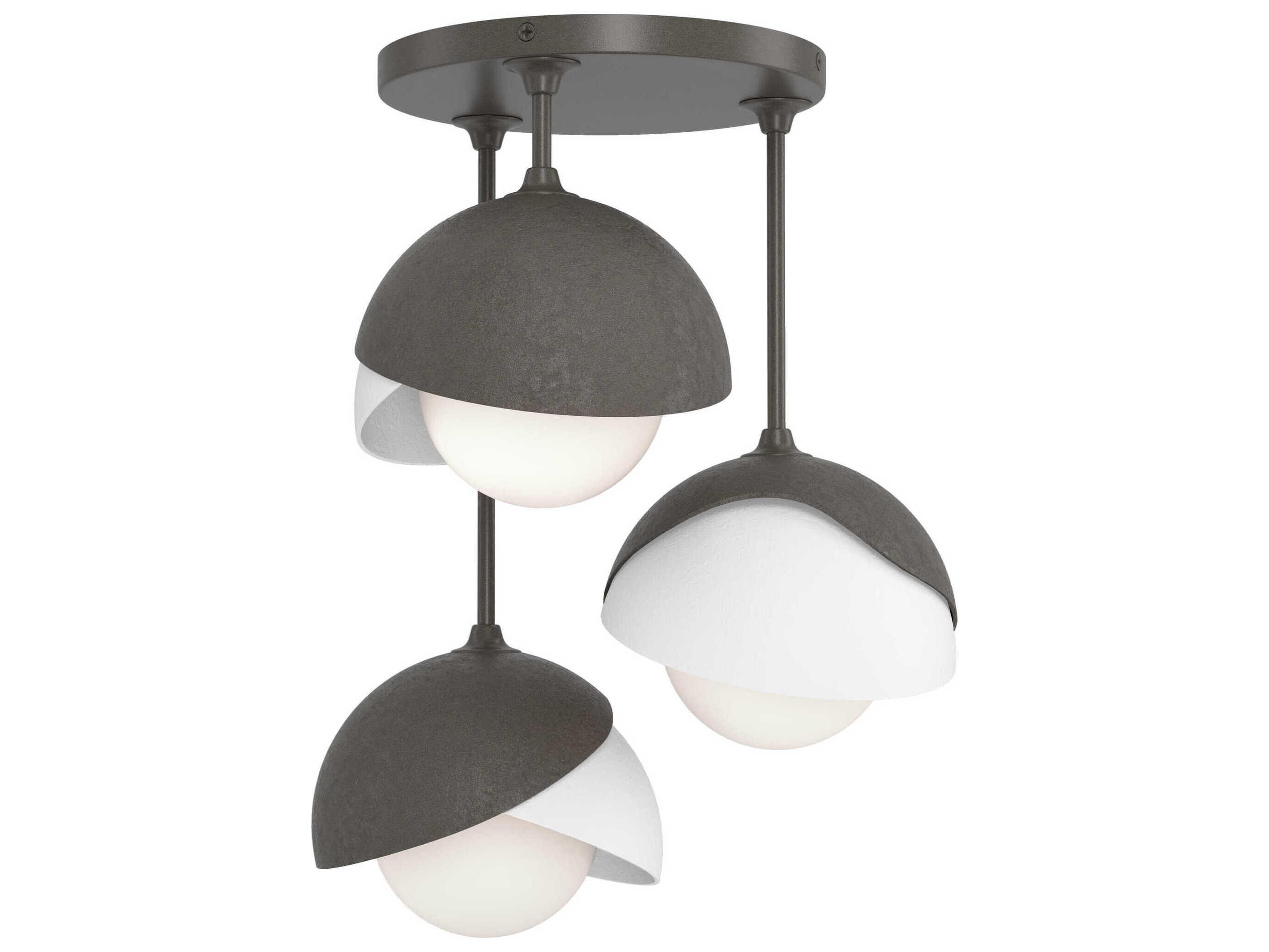 Hubbardton Forge Brooklyn 3-Light Glass Globe Semi Flush Mount