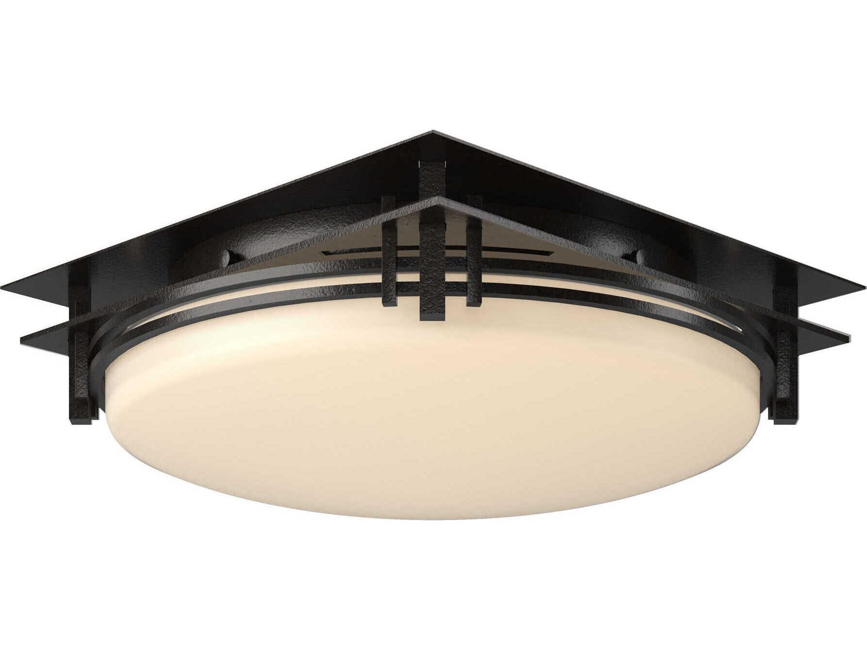 Hubbardton Forge Banded 2-Light Glass Round Flush Mount