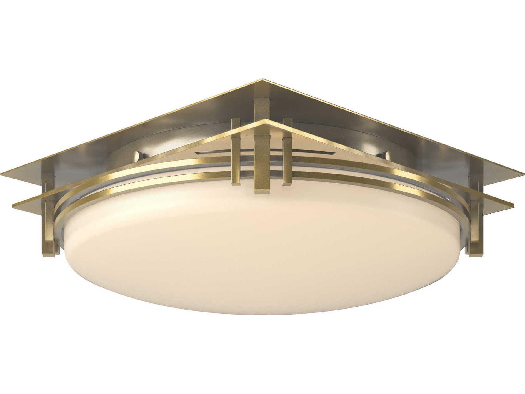 Hubbardton Forge Banded 2-Light Glass Round Flush Mount