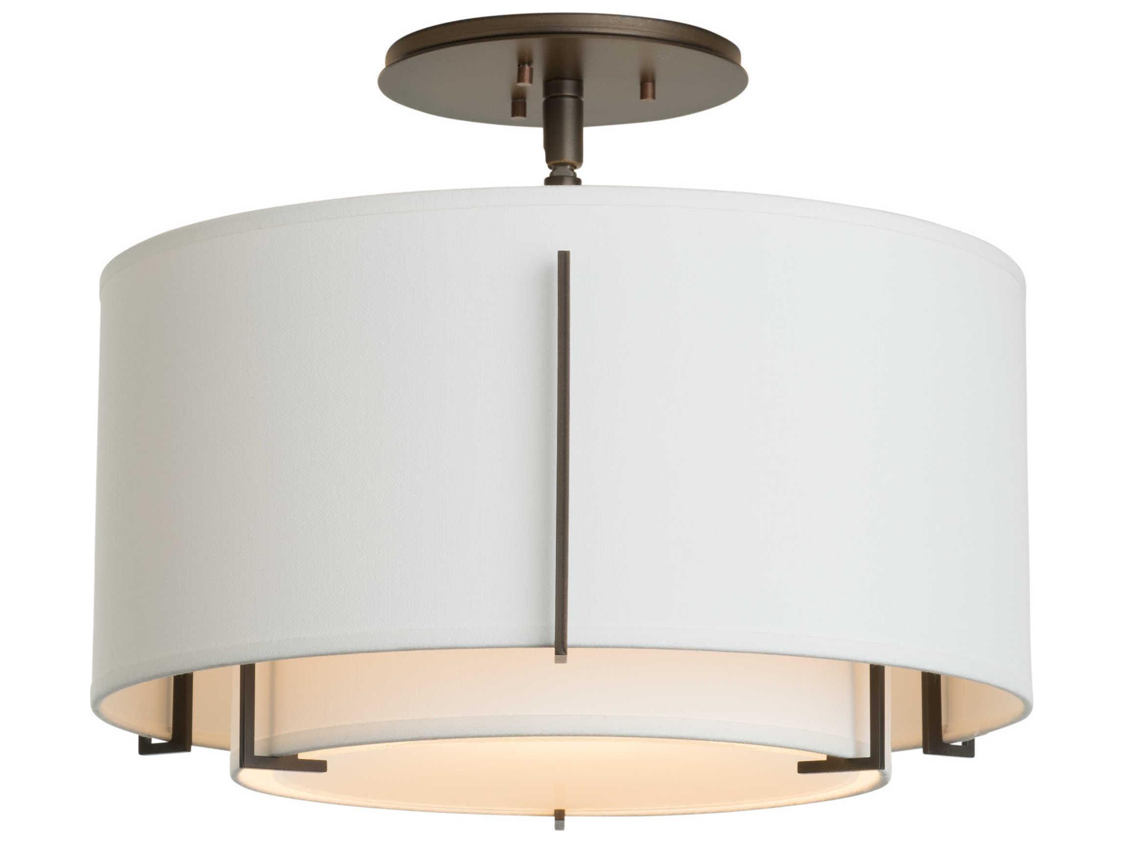 Hubbardton Forge Exos 1-Light Glass Drum Tiered Semi Flush Mount