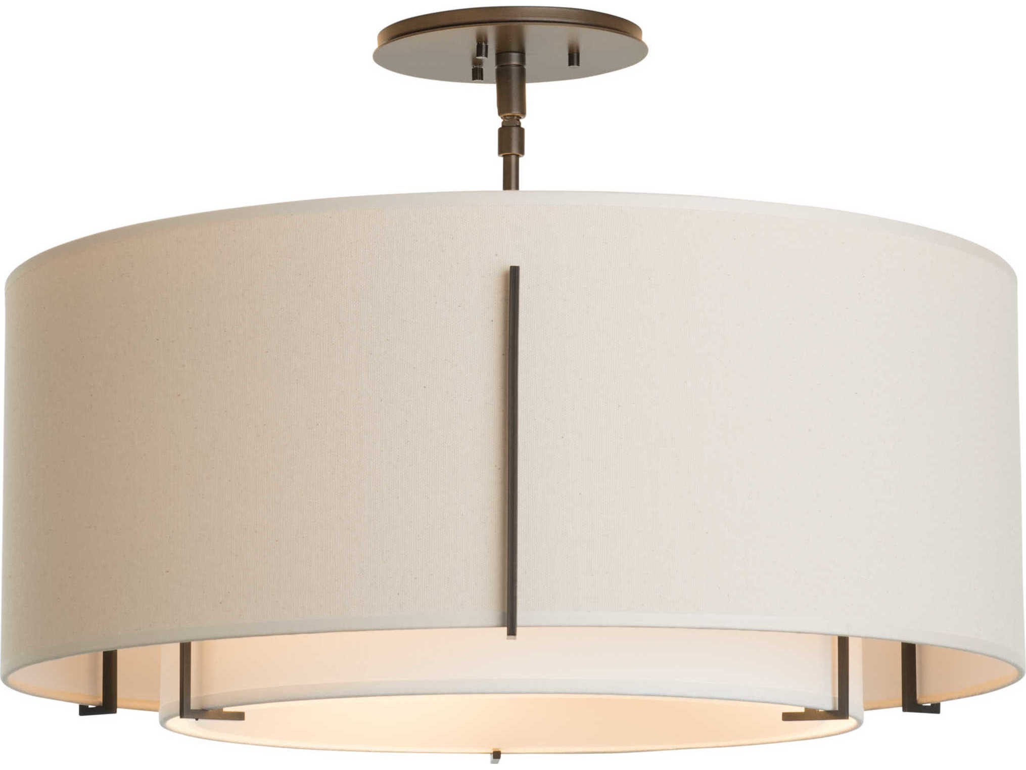 Hubbardton Forge Exos 3-Light Glass Drum Tiered Semi Flush Mount