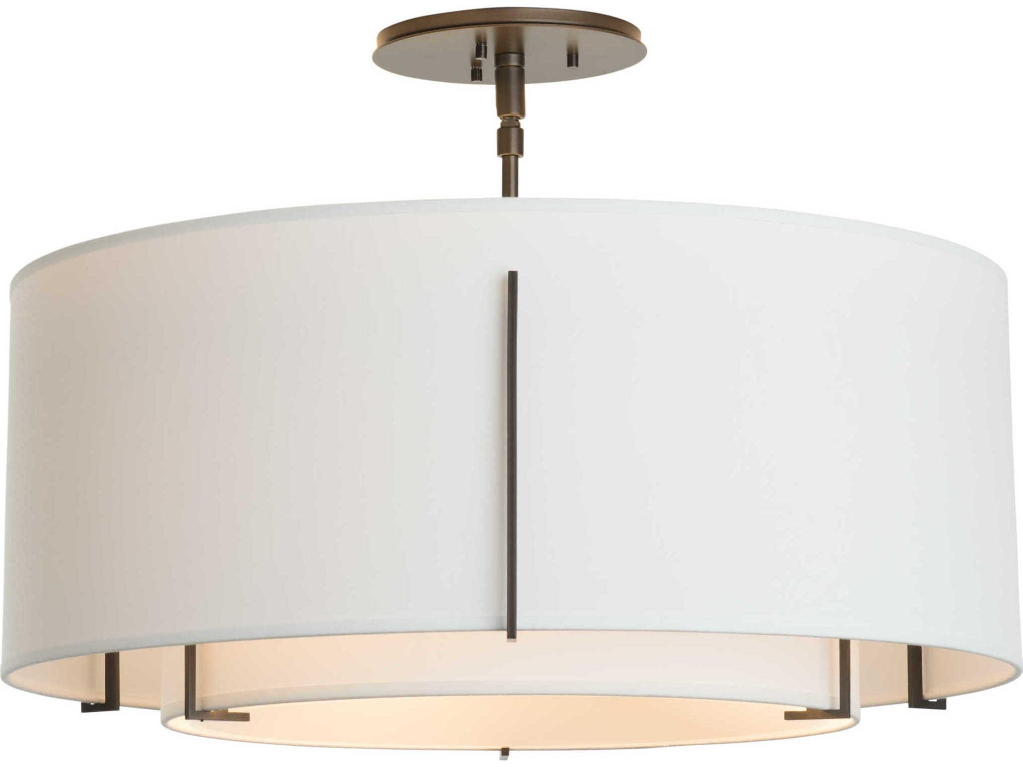 Hubbardton Forge Exos 3-Light Glass Drum Tiered Semi Flush Mount