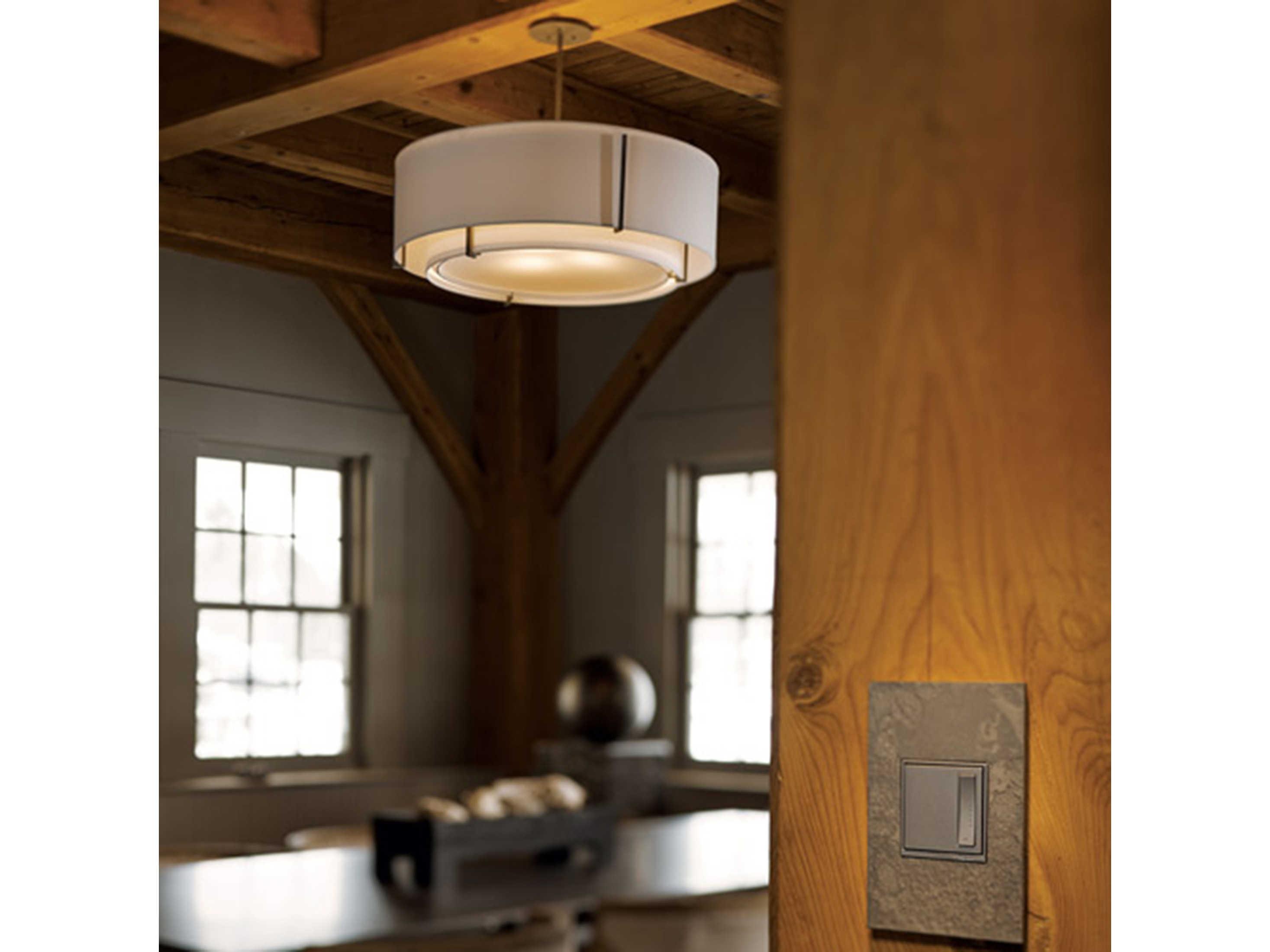 Hubbardton Forge Exos 3-Light Glass Drum Tiered Semi Flush Mount