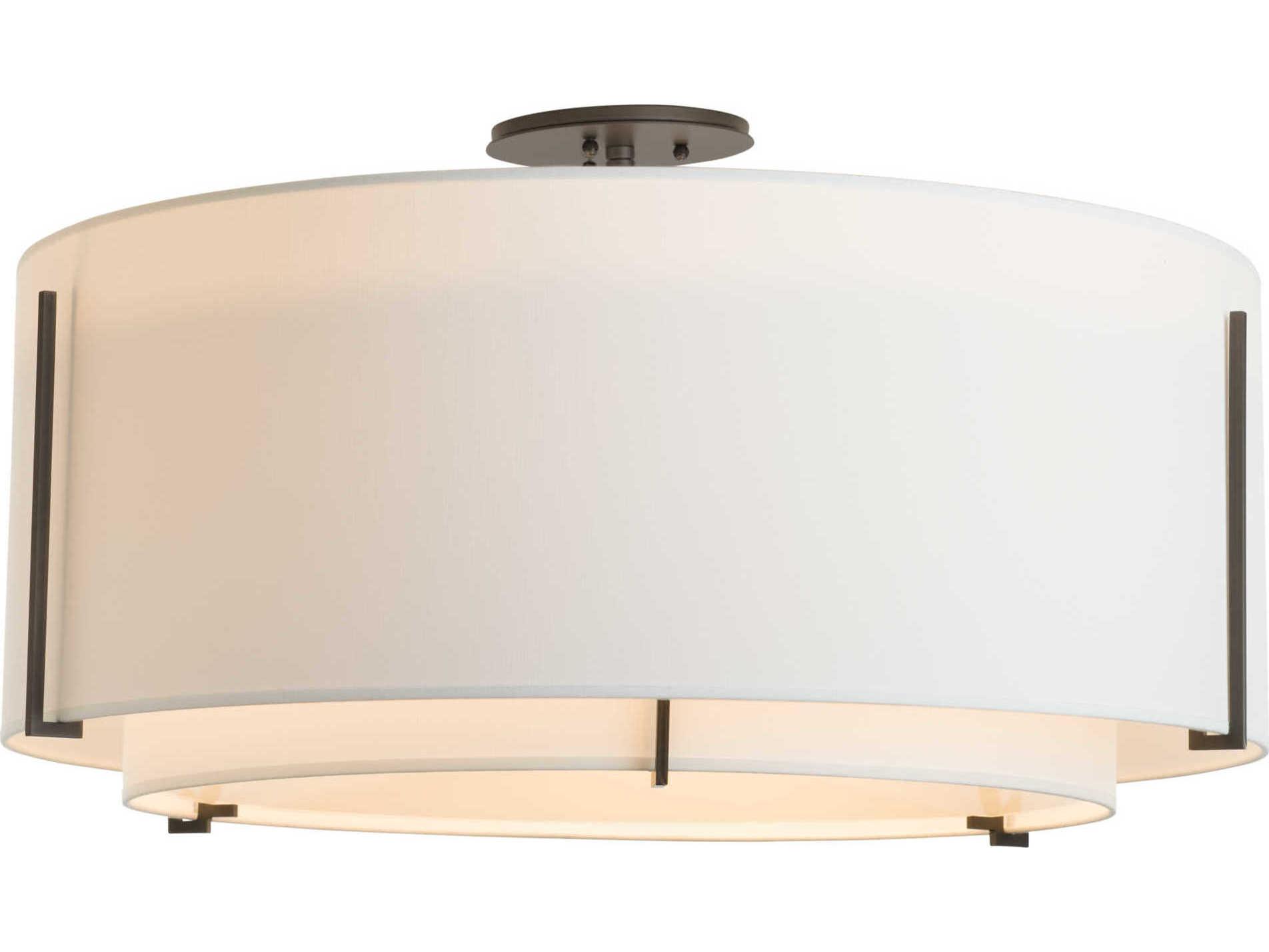 Hubbardton Forge Exos 3-Light Glass Drum Tiered Semi Flush Mount