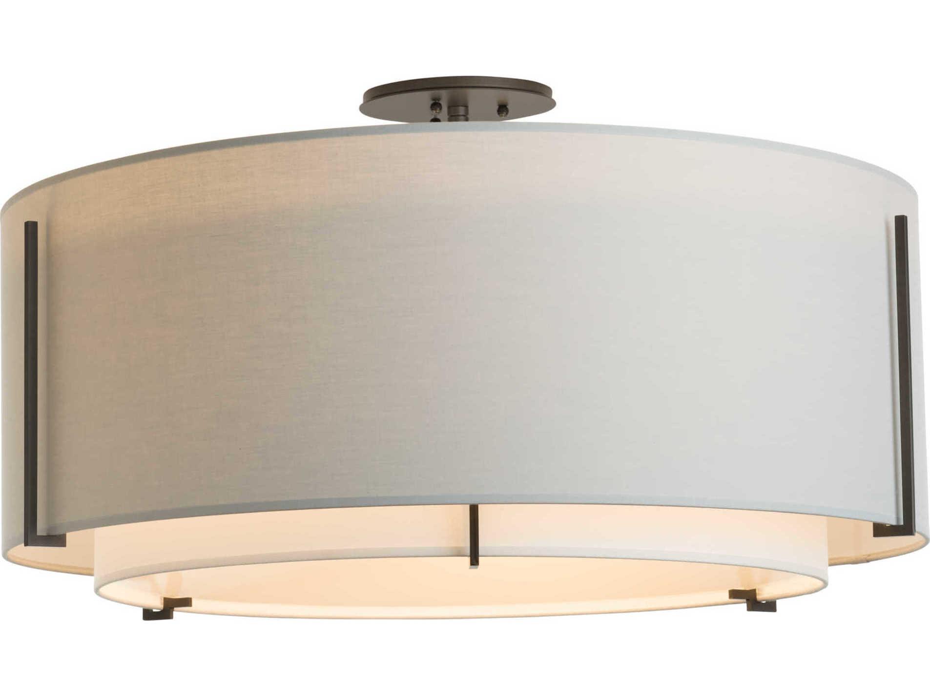 Hubbardton Forge Exos 3-Light Glass Drum Tiered Semi Flush Mount
