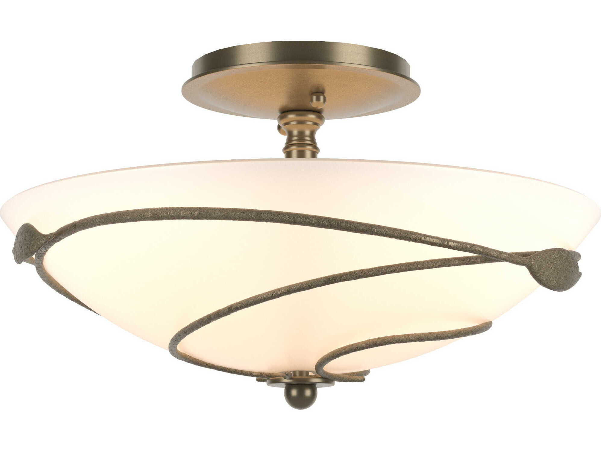 Hubbardton Forge Leaf 2-Light Glass Bowl Semi Flush Mount