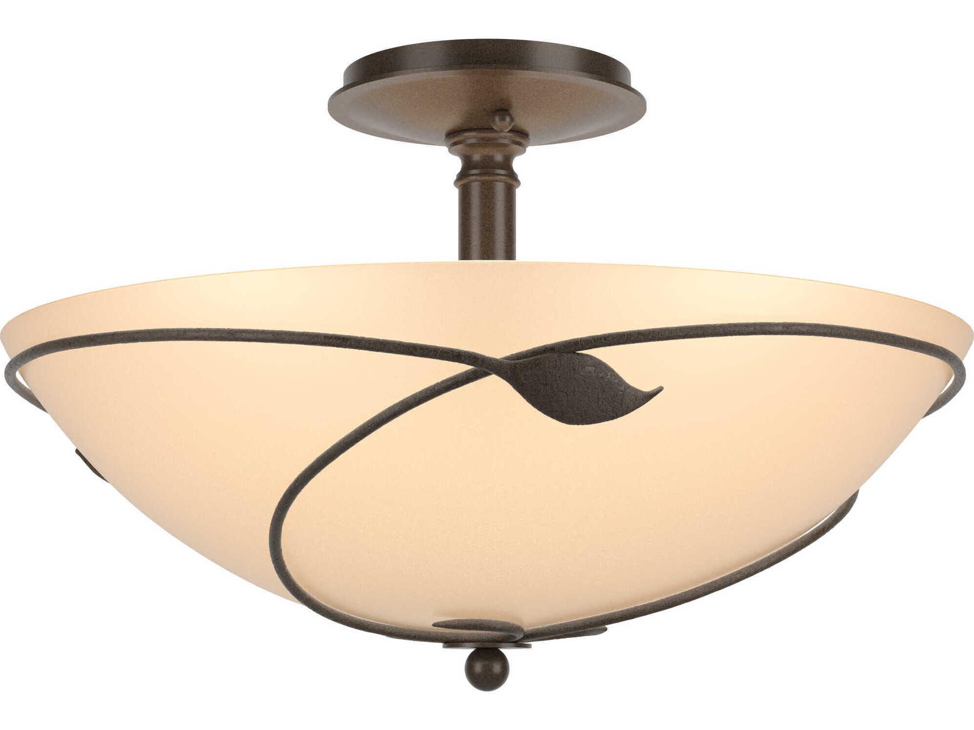 Hubbardton Forge Leaf 3-Light Glass Bowl Semi Flush Mount