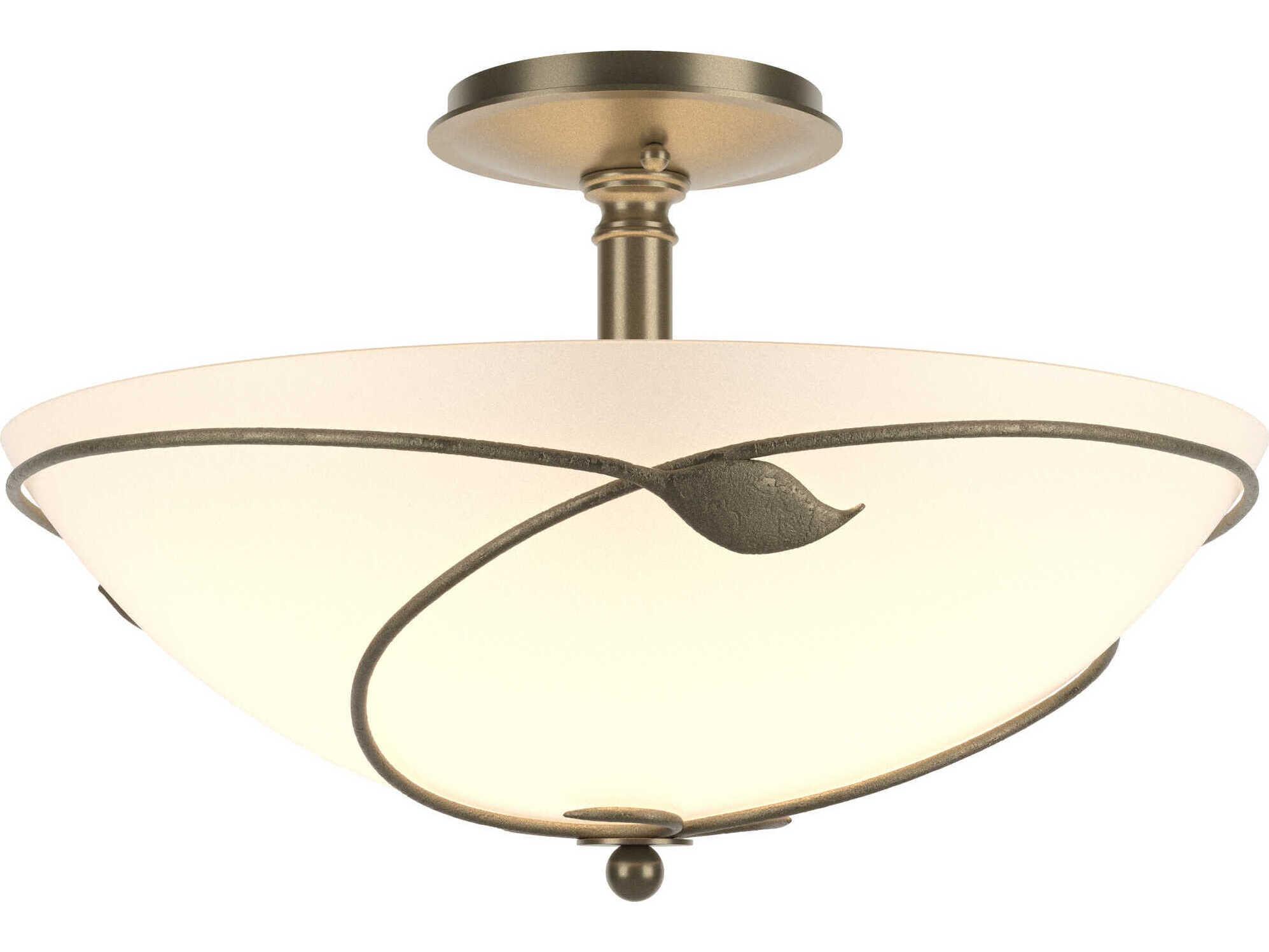Hubbardton Forge Leaf 3-Light Glass Bowl Semi Flush Mount