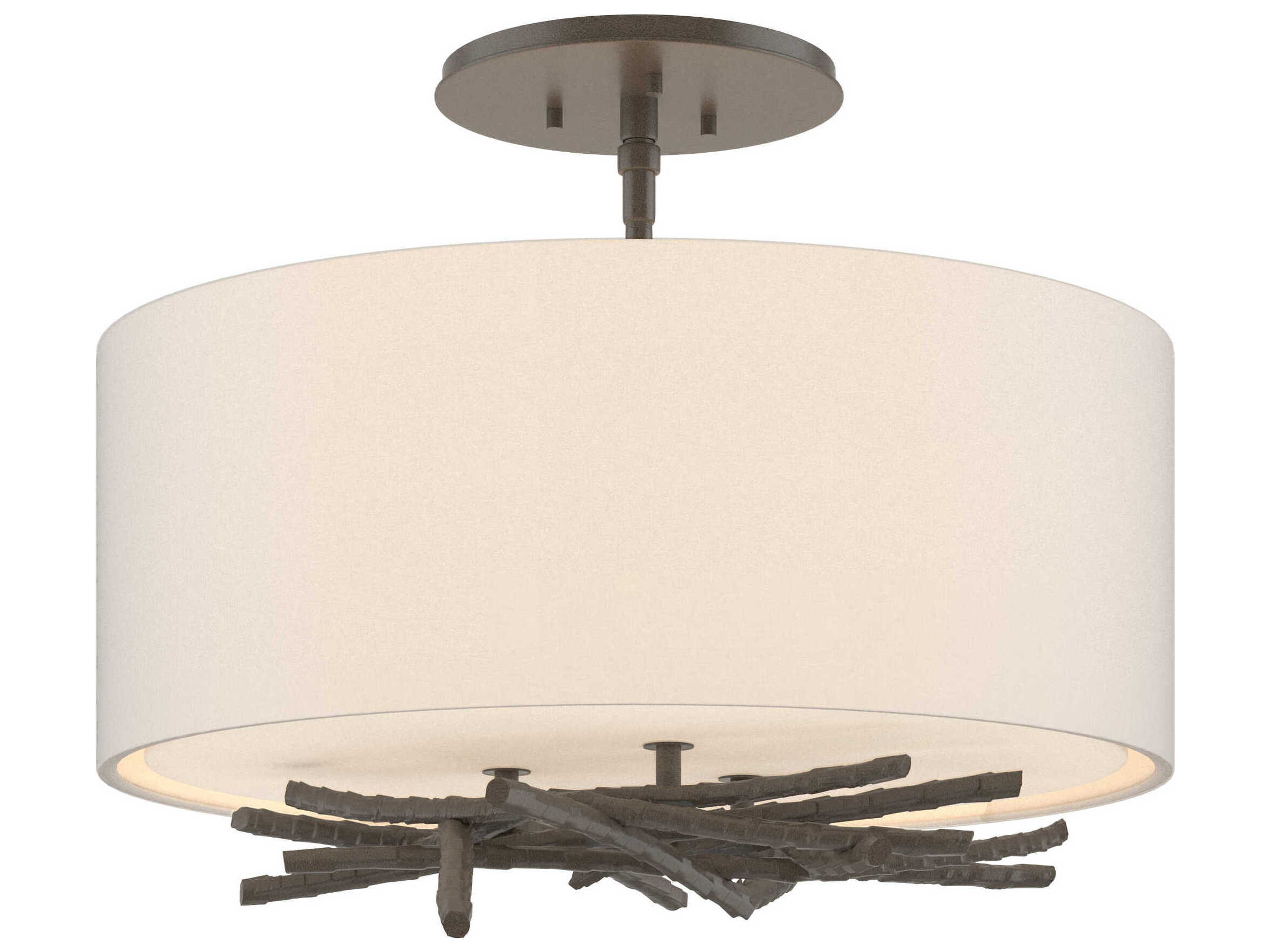 Hubbardton Forge Brindille 3-Light Steel Drum Semi Flush Mount