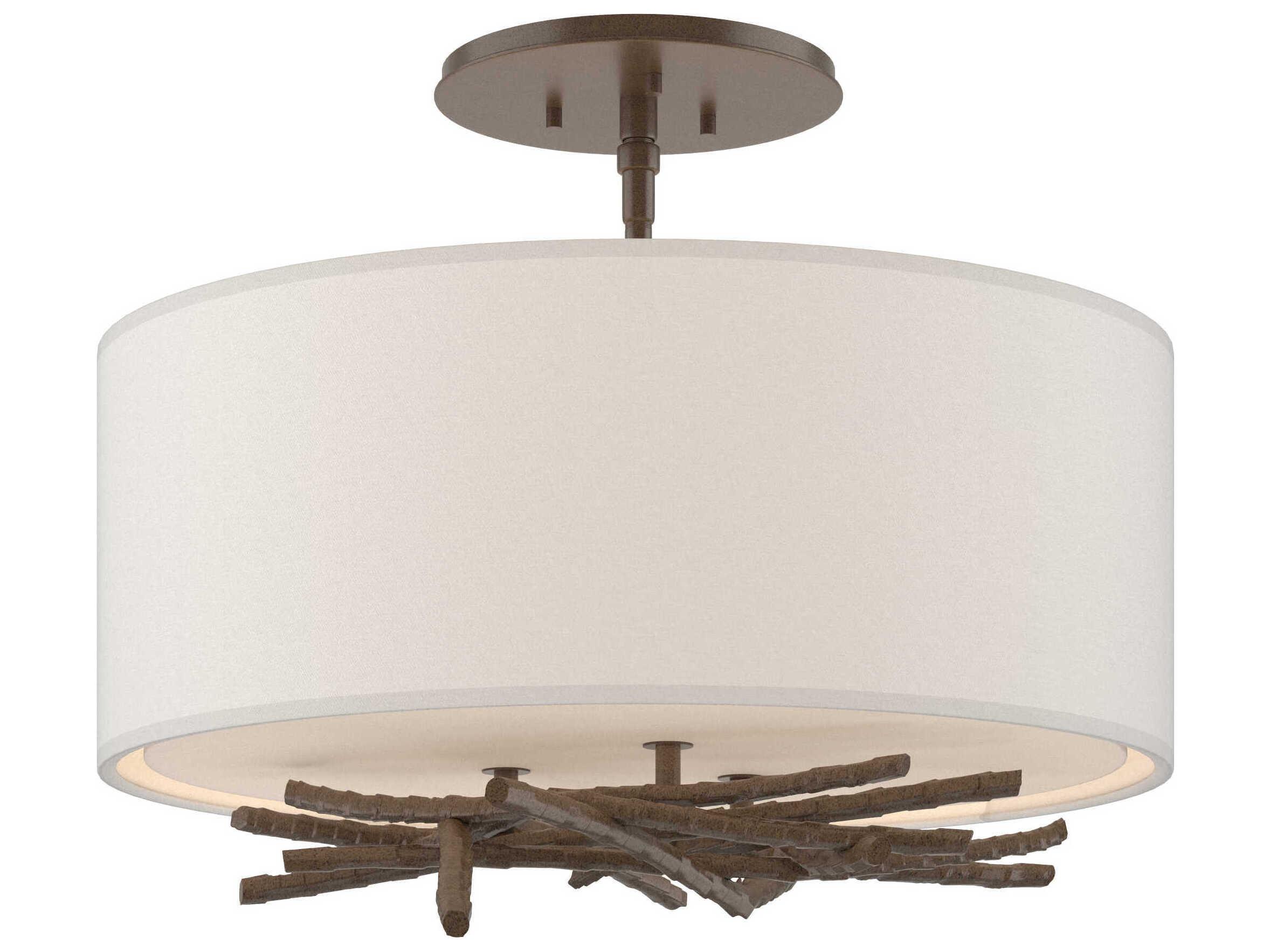 Hubbardton Forge Brindille 3-Light Steel Drum Semi Flush Mount