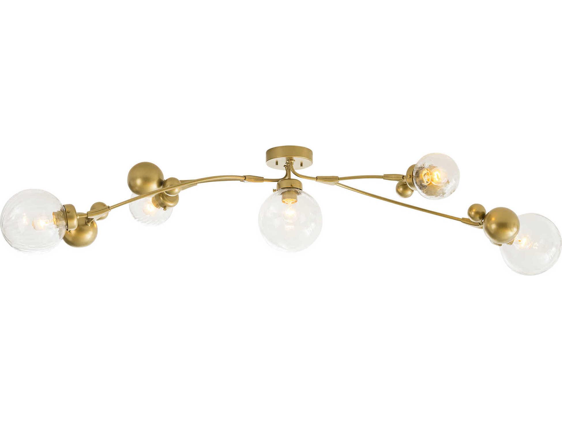 Hubbardton Forge Sprig 5-Light Glass Globe Linear Semi Flush Mount