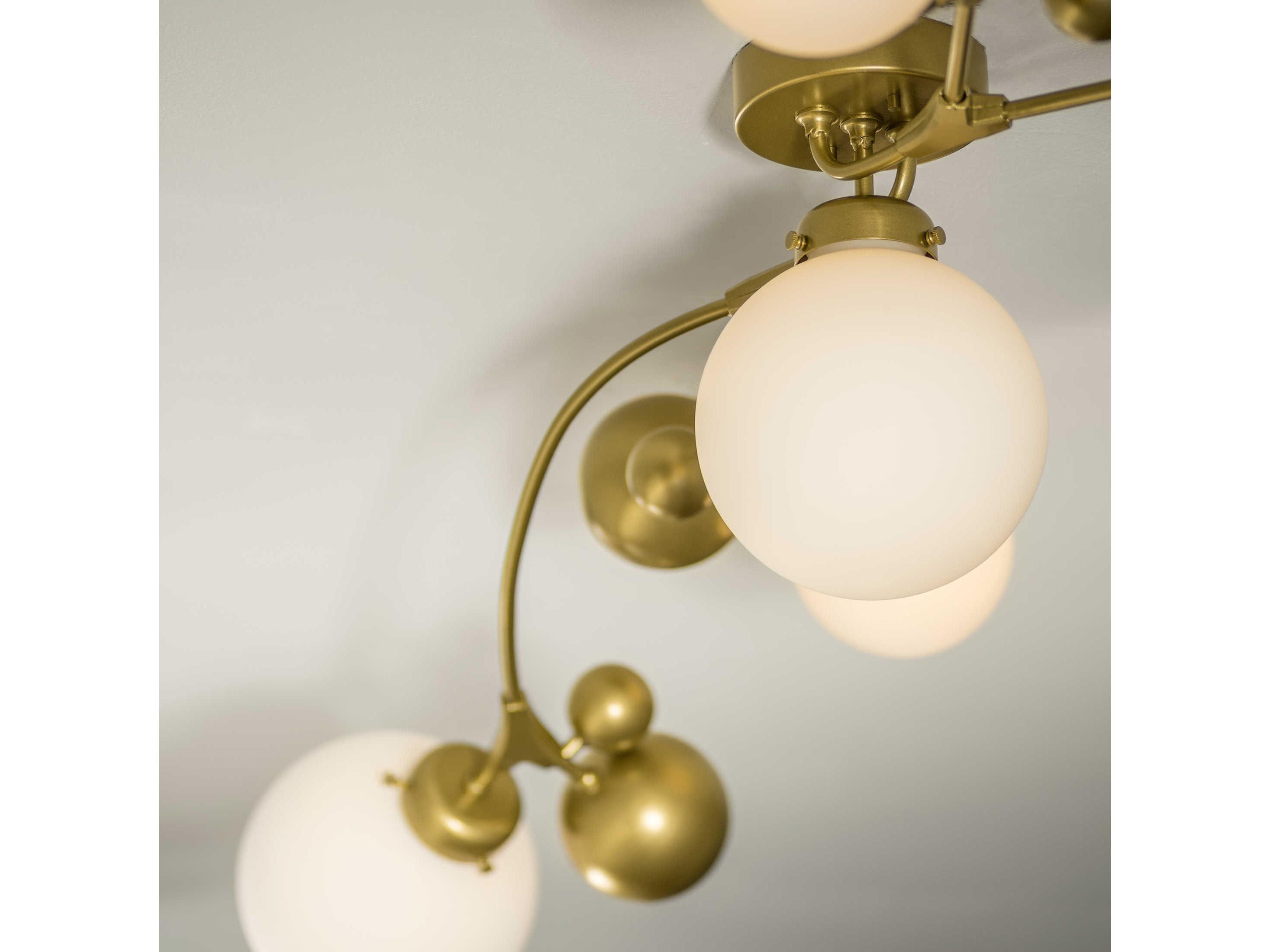 Hubbardton Forge Sprig 5-Light Glass Globe Linear Semi Flush Mount