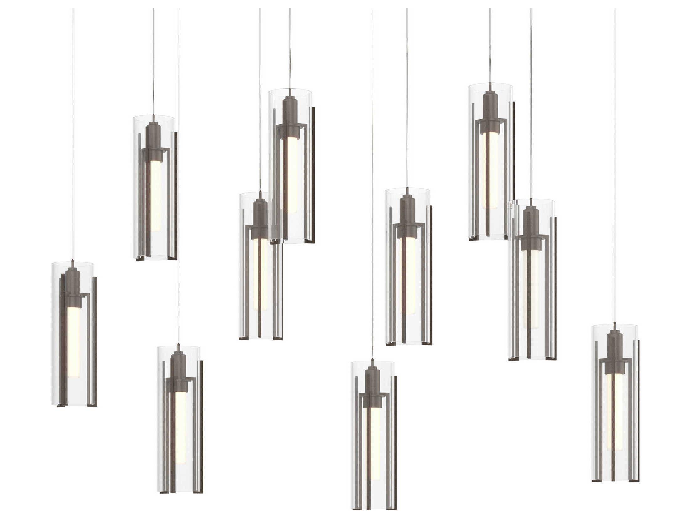 Hubbardton Forge Exos 10-Light Glass Cylinder Linear Island Pendant