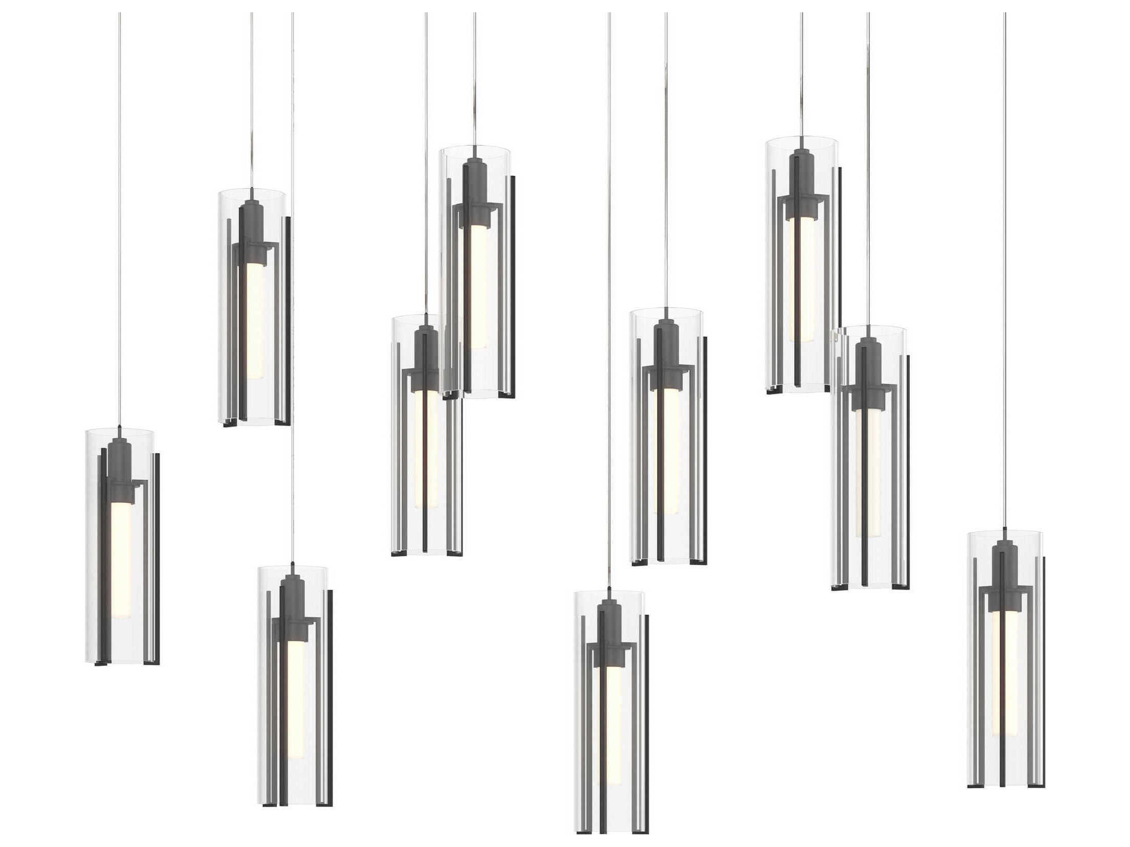 Hubbardton Forge Exos 10-Light Glass Cylinder Linear Island Pendant
