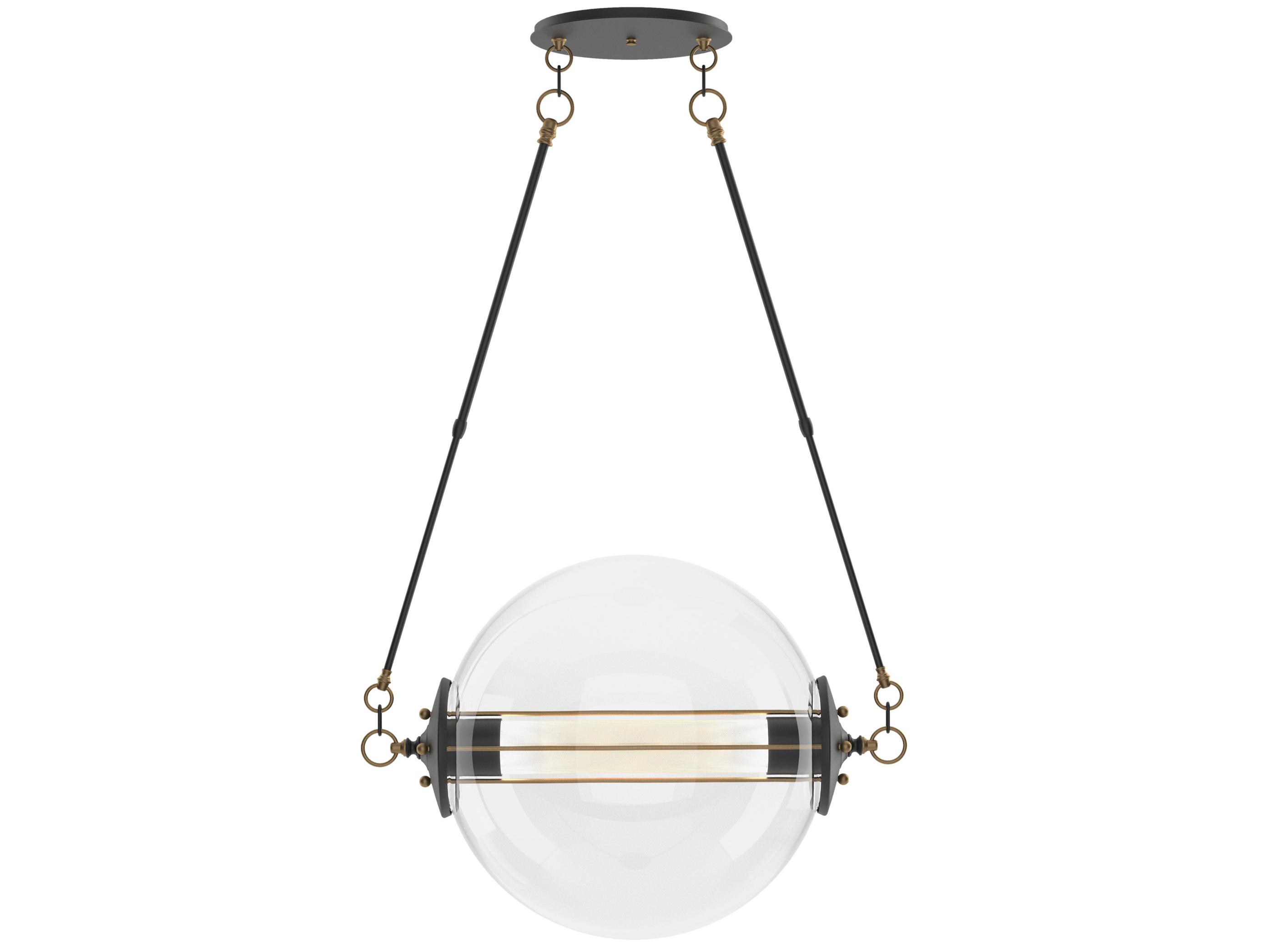 Hubbardton Forge Otto 2-Light Brass Black Glass Globe Pendant