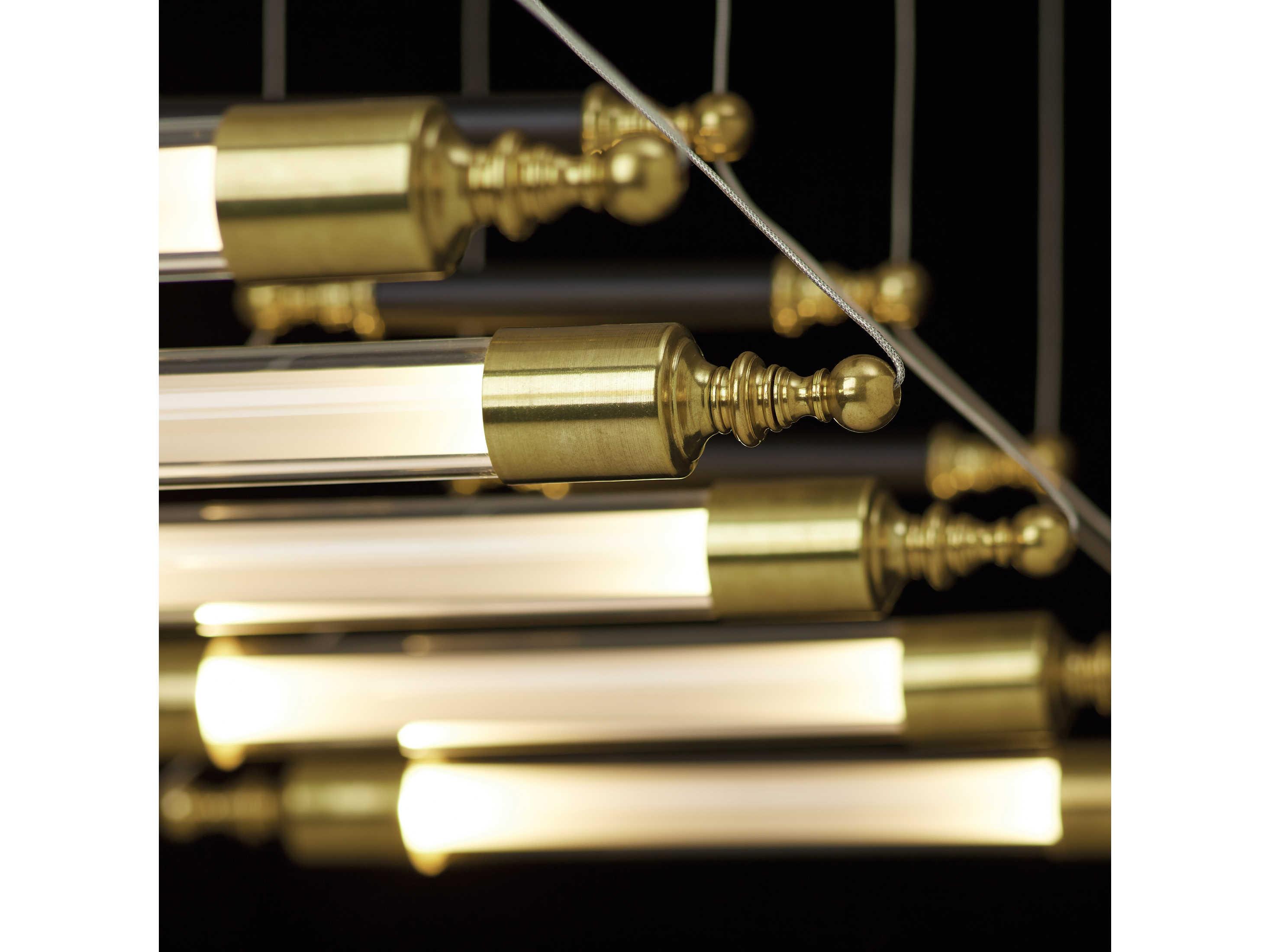 Hubbardton Forge Otto 10-Light Brass Black Glass Cylinder Linear Island Pendant