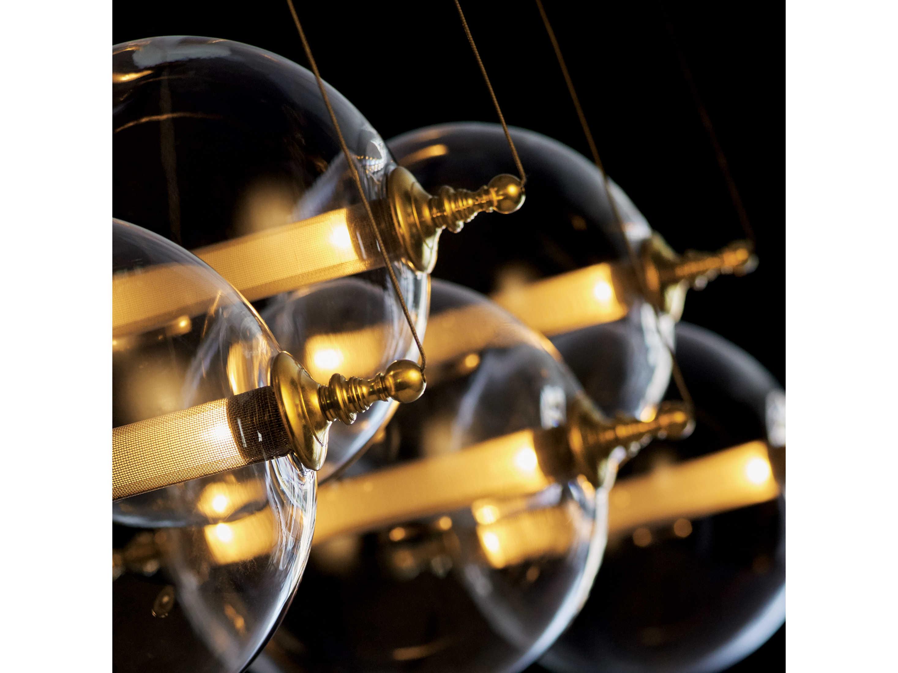 Hubbardton Forge Otto 10-Light Brass Black Glass LED Globe Linear Island Pendant