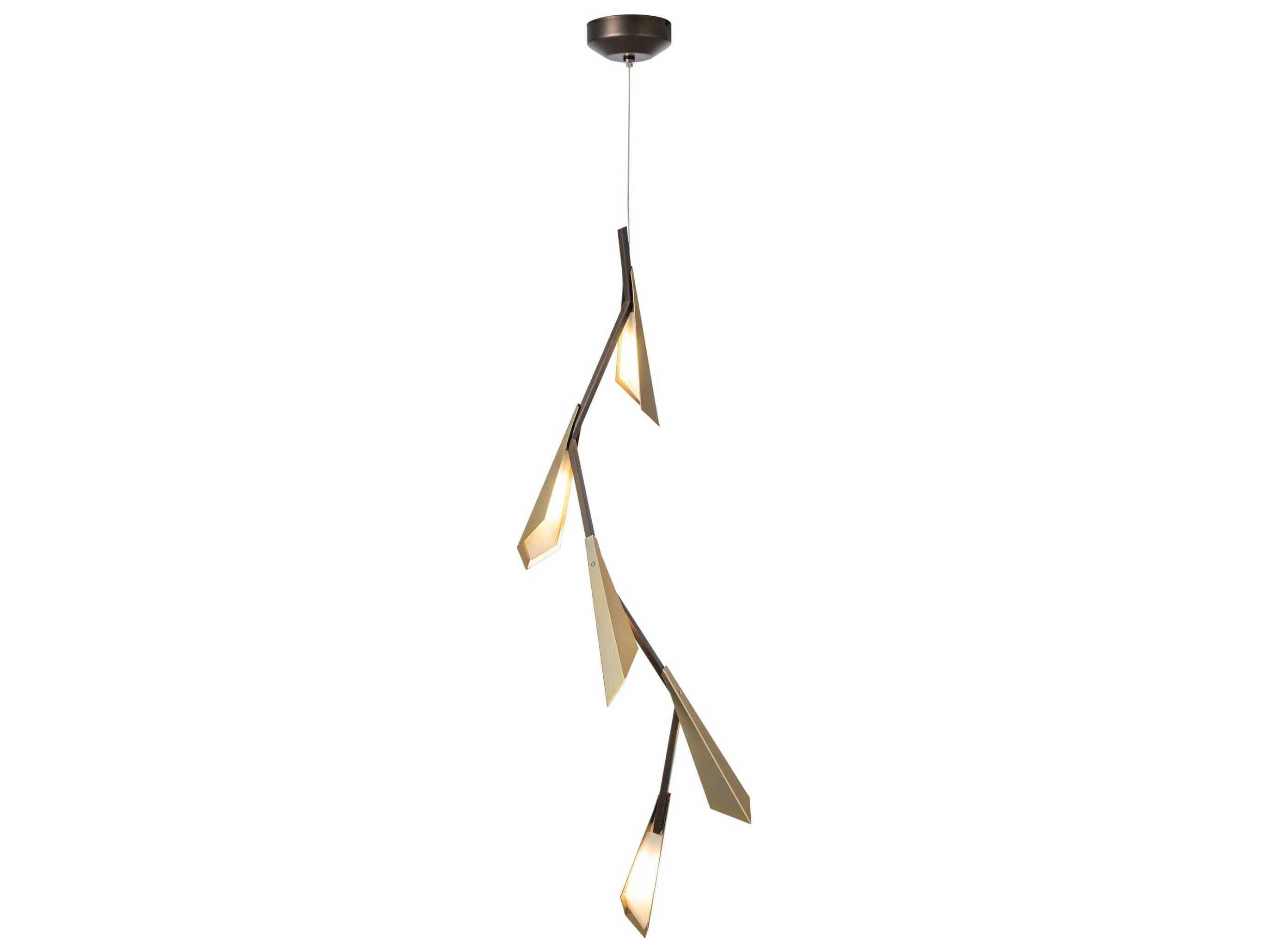 Hubbardton Forge Quill 1-Light Brass LED Geometric Linear Pendant