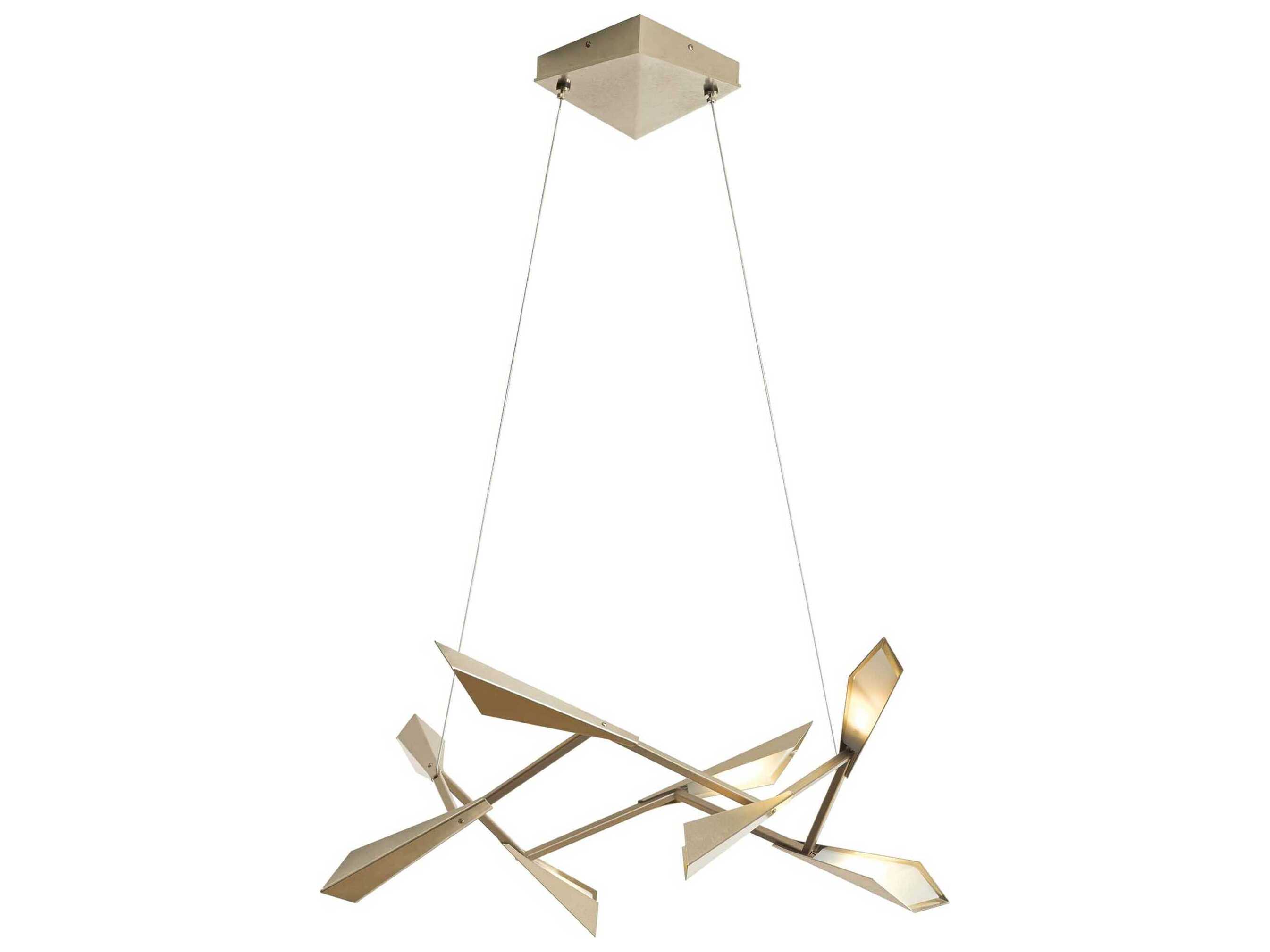 Hubbardton Forge Quill 1-Light Brass LED Geometric Linear Pendant