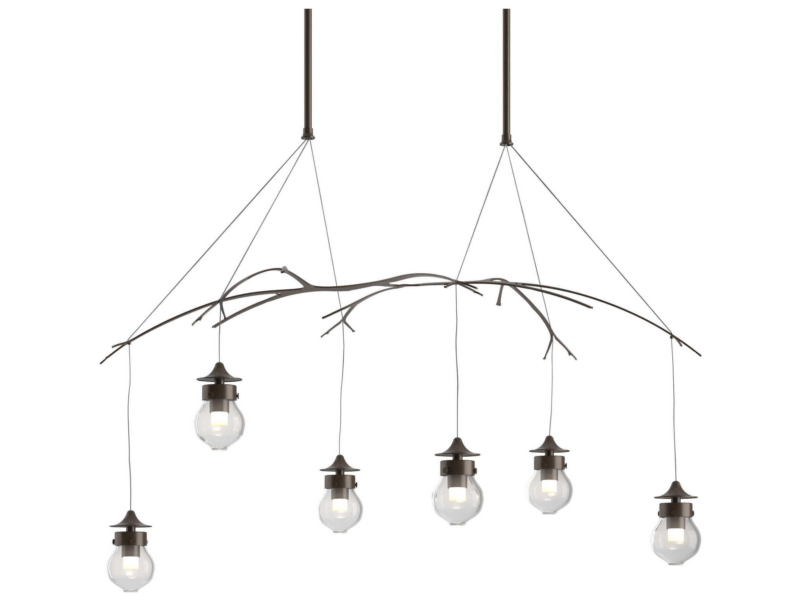 Hubbardton Forge Kiwi 6-Light Glass Linear Island Pendant