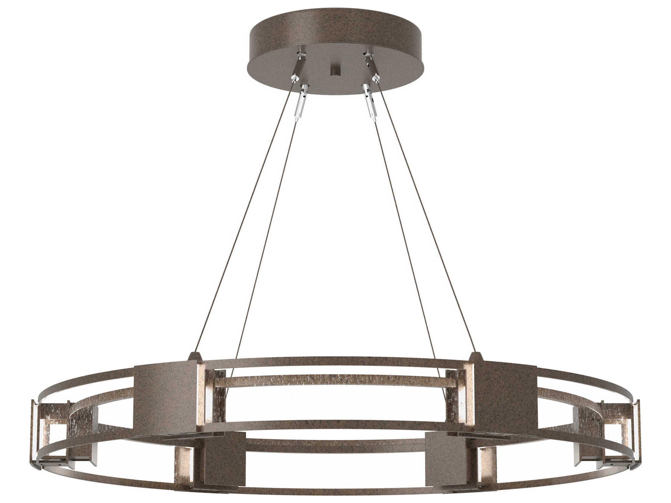 Hubbardton Forge Aura 6-Light Silver Glass Round Pendant