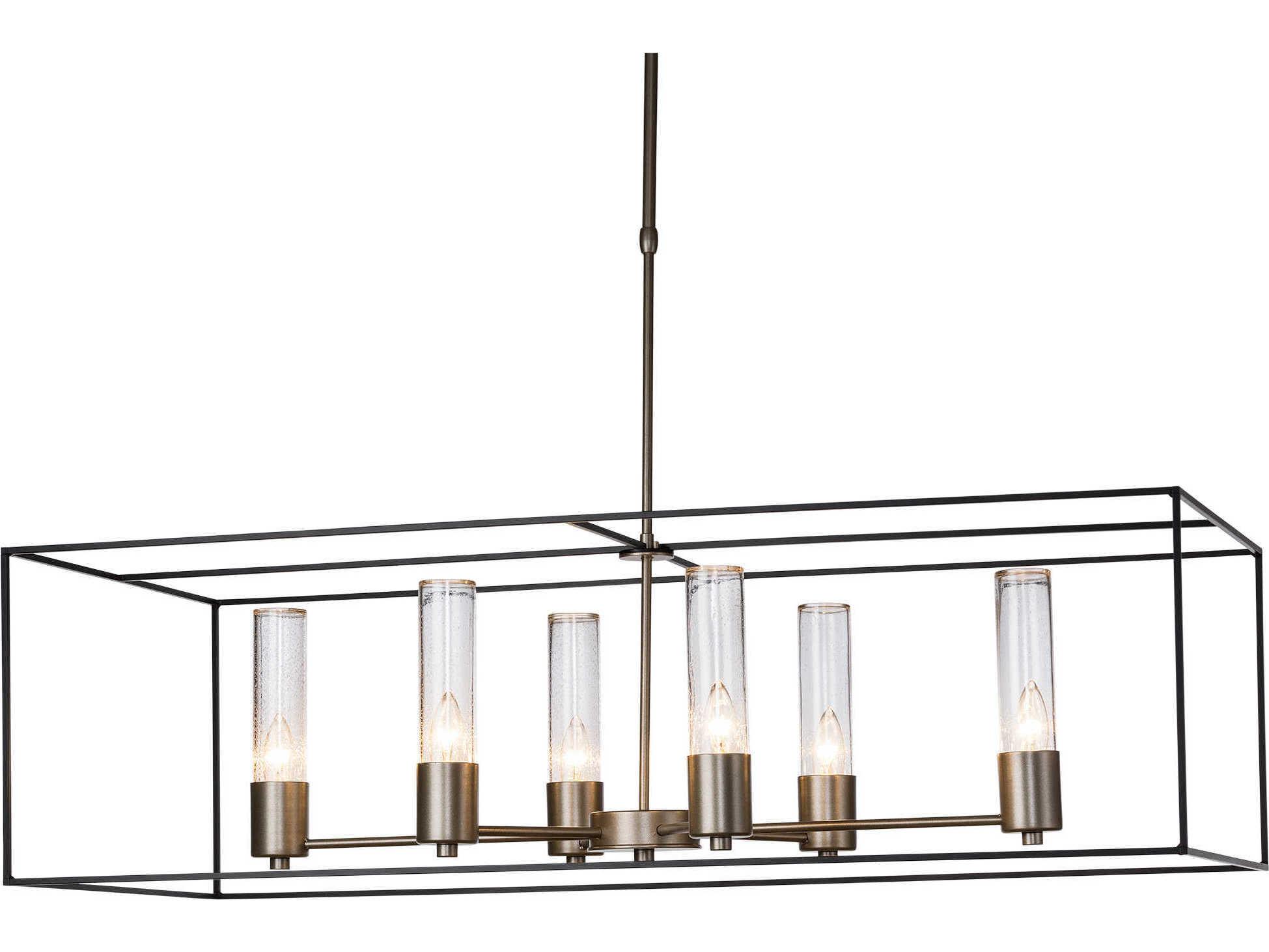 Hubbardton Forge Portico 6-Light Glass Cylinder Linear Island Pendant