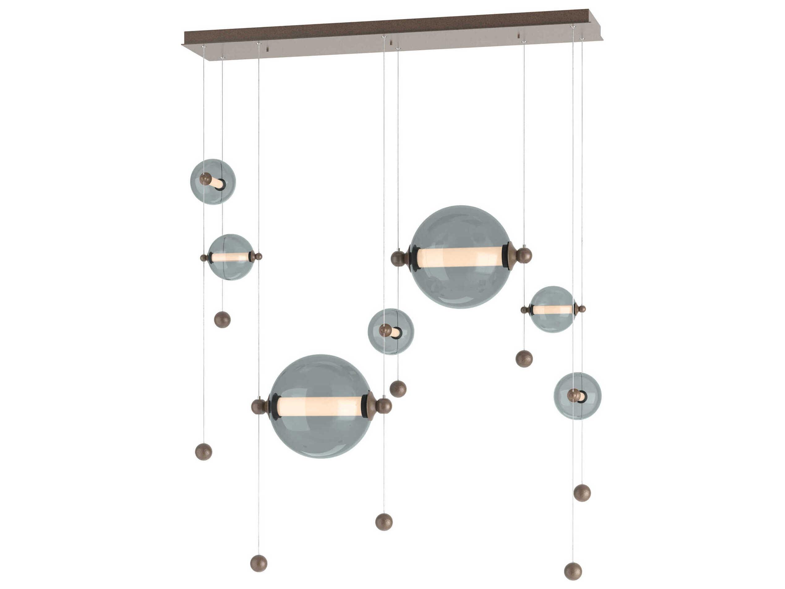 Hubbardton Forge Abacus 7-Light Glass LED Globe Linear Island Pendant