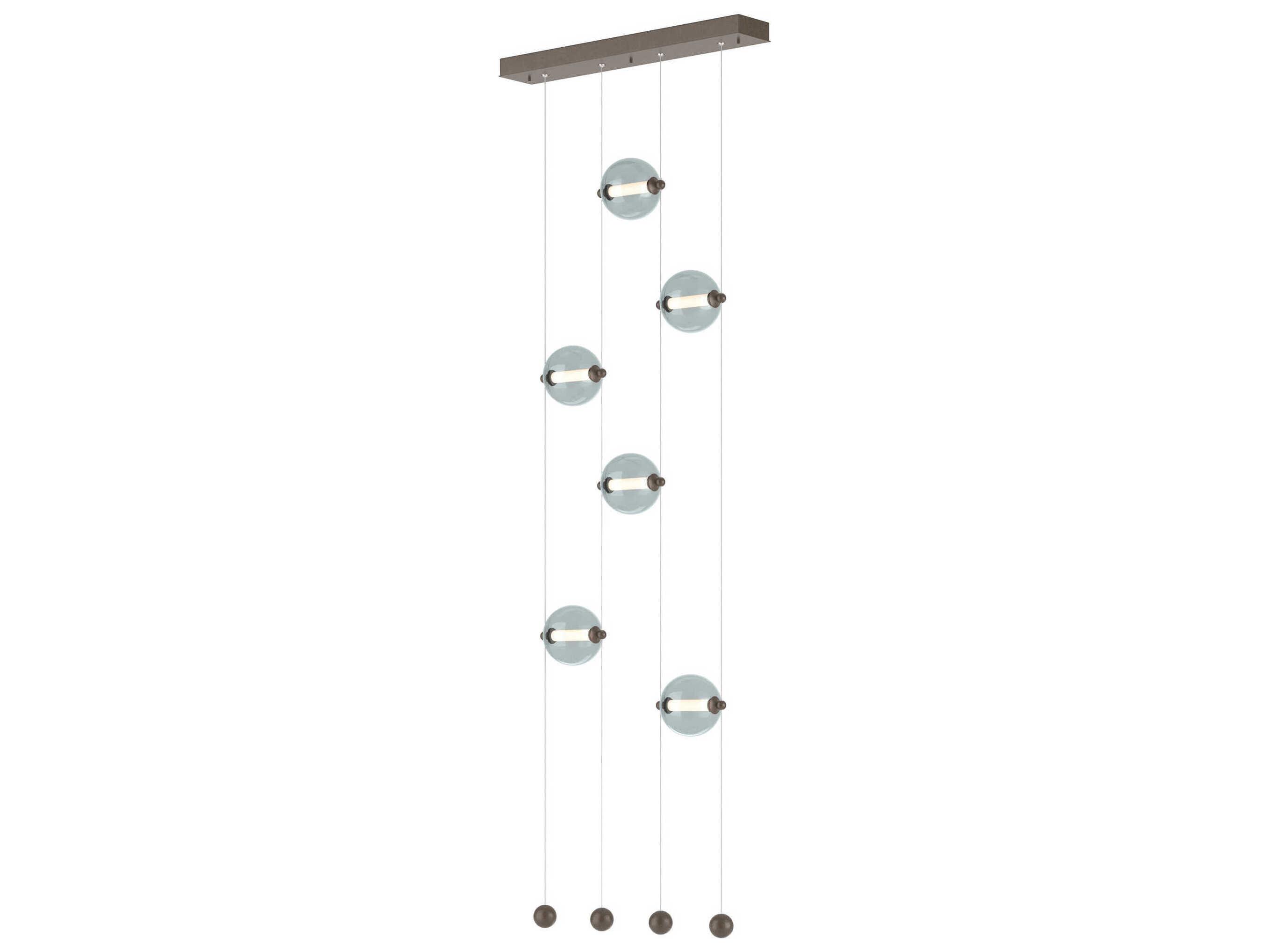 Hubbardton Forge Abacus 6-Light Glass LED Globe Linear Island Pendant