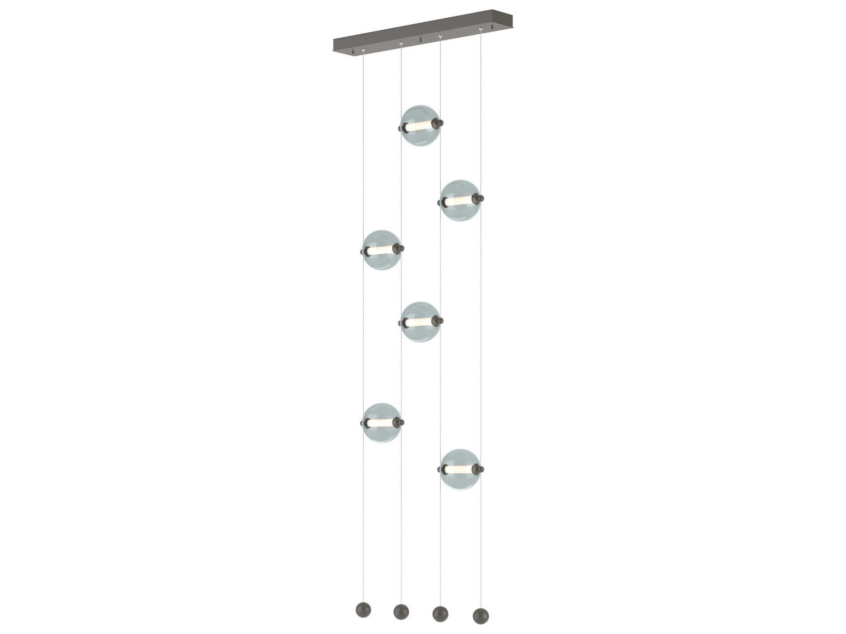 Hubbardton Forge Abacus 6-Light Glass LED Globe Linear Island Pendant