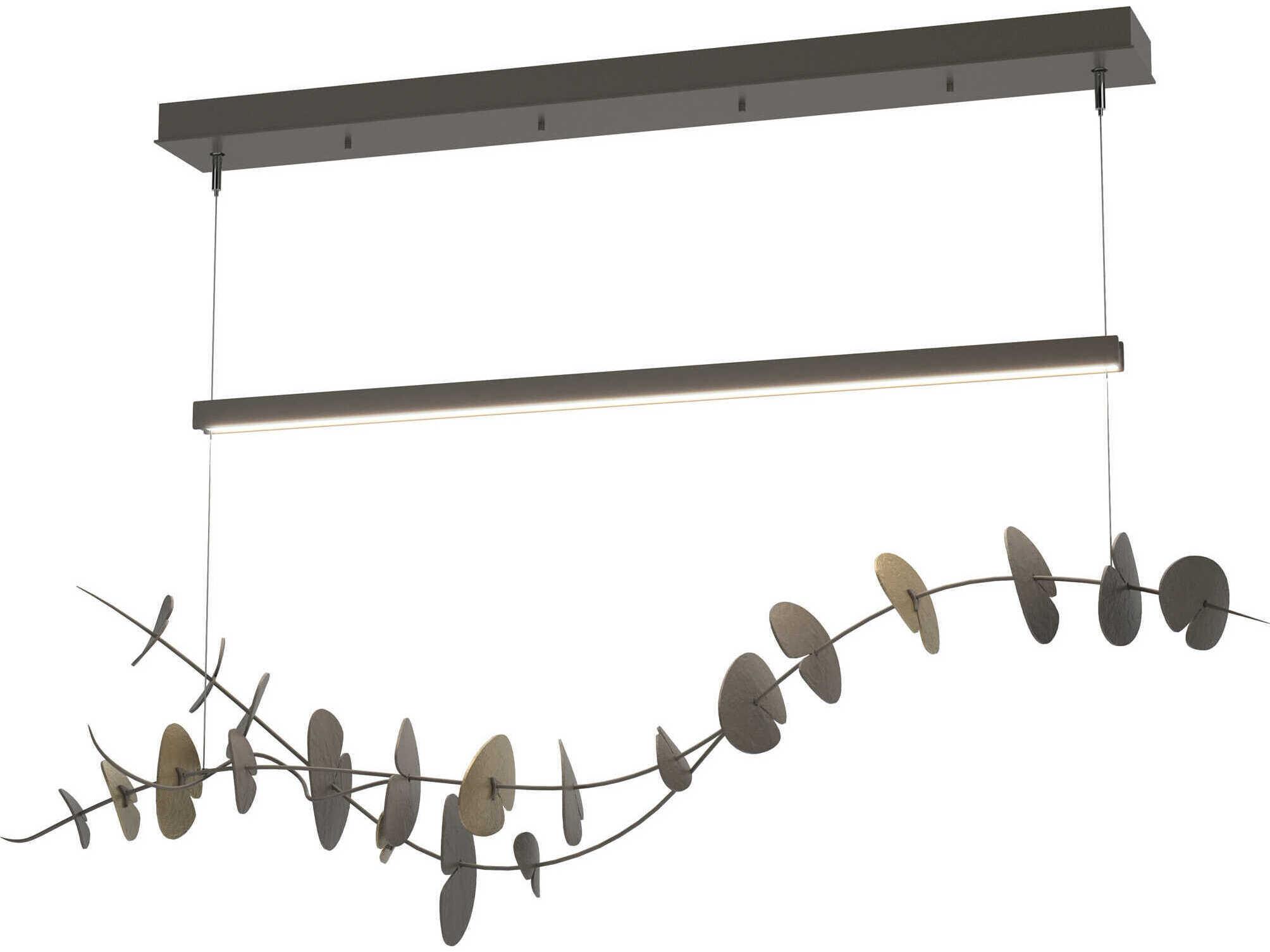 Hubbardton Forge Lily 1-Light Dark Smoke Gray LED Linear Island Pendant