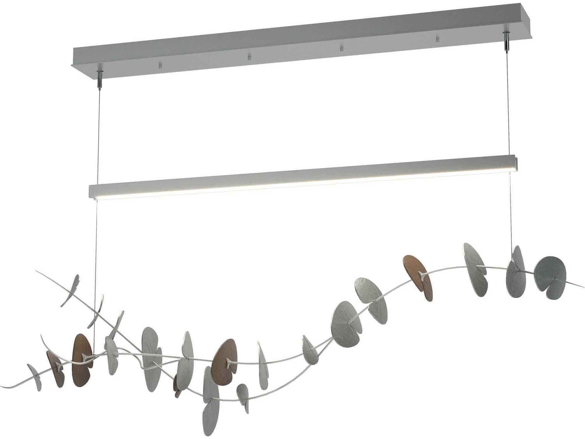 Hubbardton Forge Lily 1-Light Vintage Platinum Silver LED Linear Island Pendant