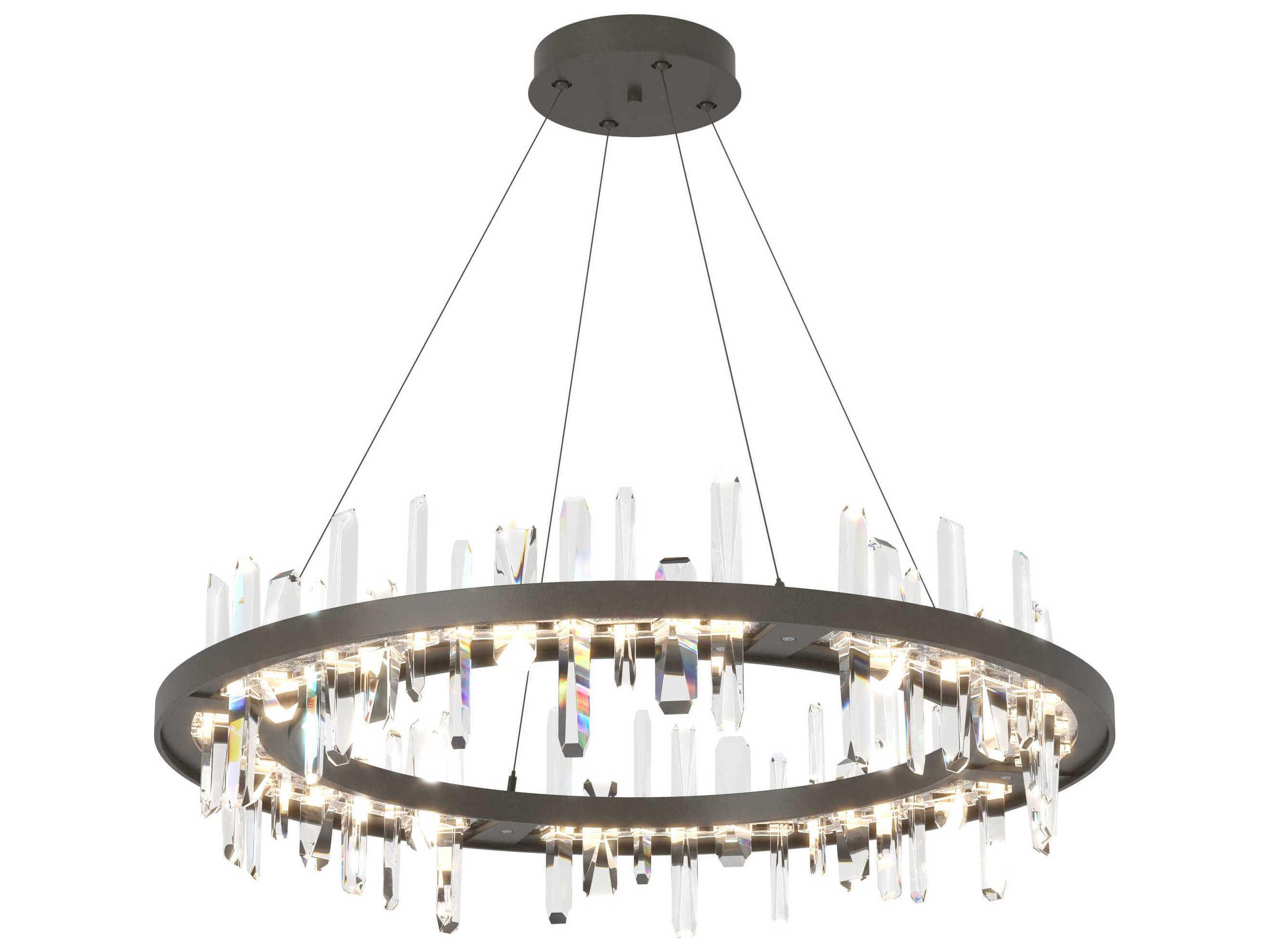 Hubbardton Forge Solitude 1-Light Crystal LED Geometric Round Pendant